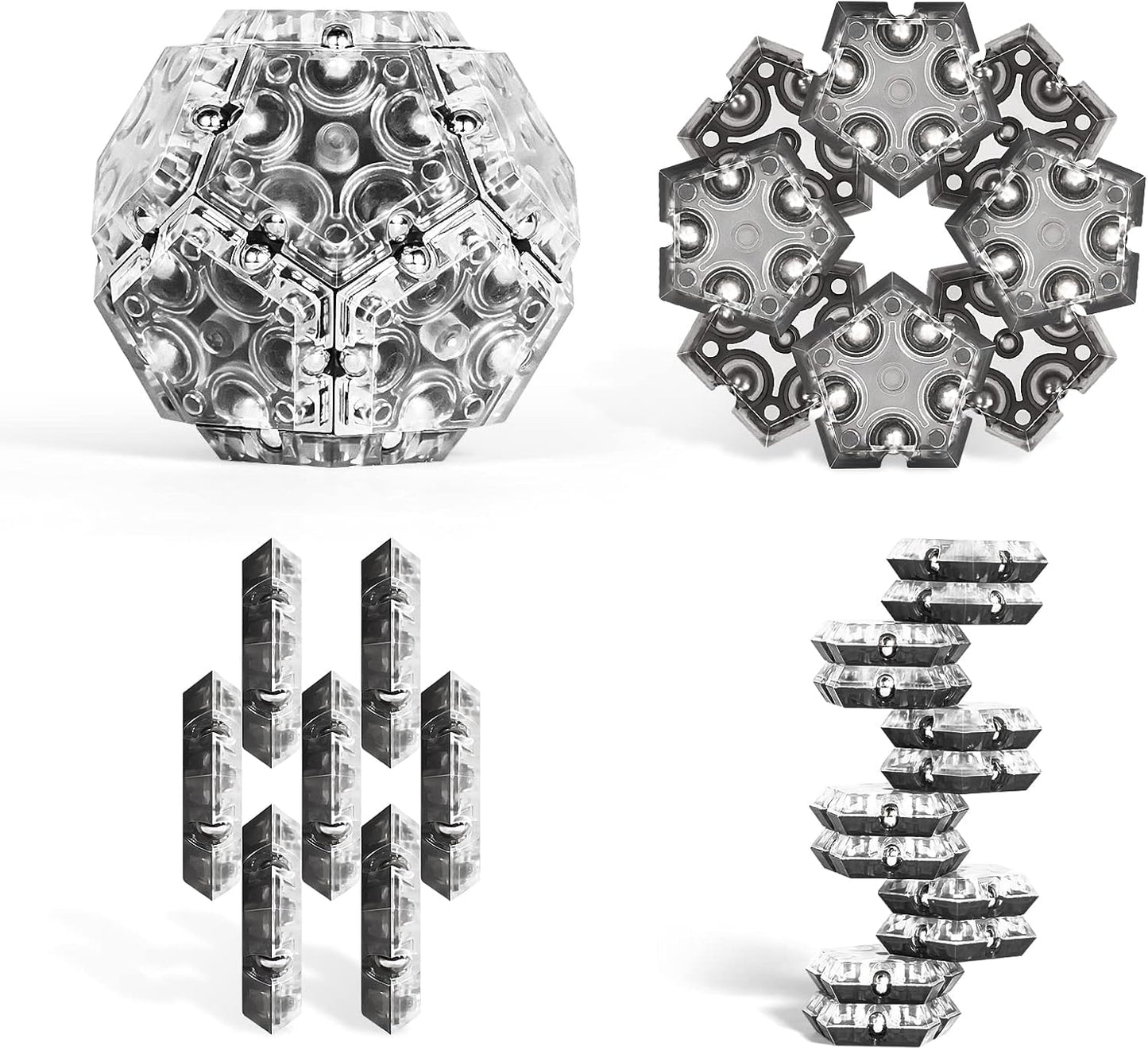 TEMI Fidget Sphere Toys of Fun Executive Desk Toy Puzzles for Adults 14+ Years Old Boys and Girls (gray pentagon-A901-1)