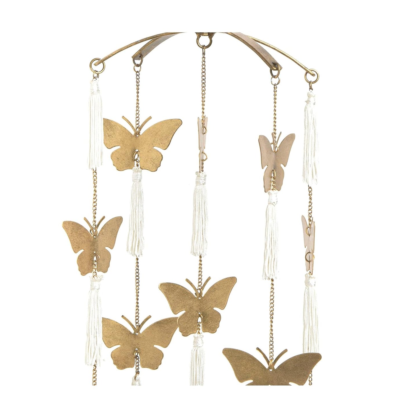 Crane Baby Handcrafted Brass Ceiling Hanging Mobile for Nursery, Butterfly Nursery Decor for Girl, 6"x 6" x 36", Baby Girl Nursery Decor, Butterfly Mobile