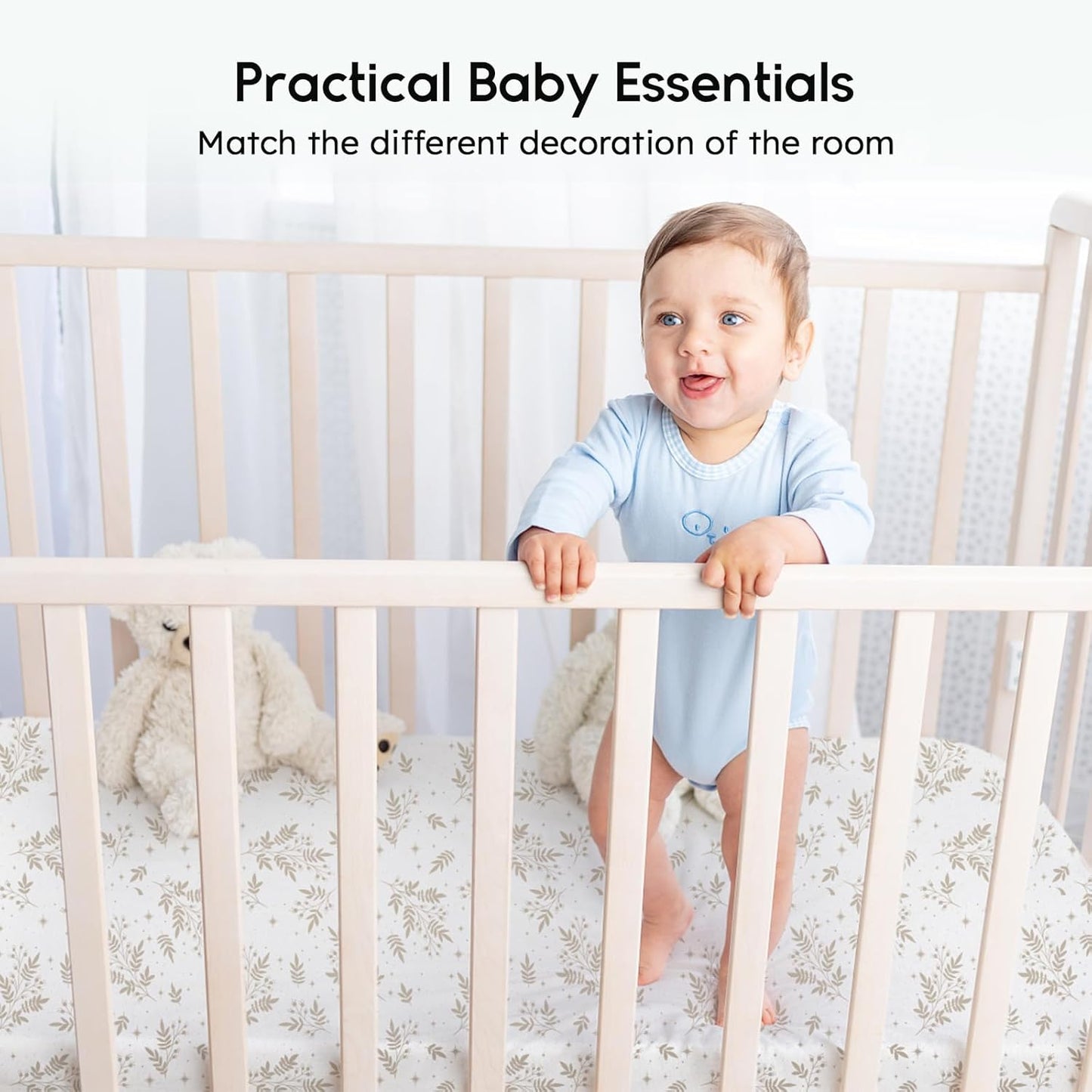 Yoofoss Baby Crib Sheets for Boys Girls, Fitted Crib Sheet 2 Pack for Standard Crib and Toddler Mattress, Super Soft Microfiber Baby Sheet 28x52x8in(Brown+Leaf)