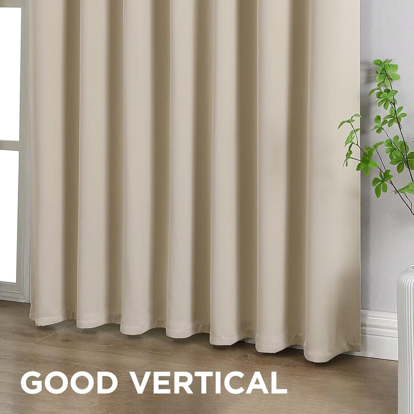 Joydeco Blackout Curtains 96 Inches Long, Thermal Insulated Black Out Curtains 2 Panels Set for Bedroom, Room Darkening Drapes for Living Room Window (W37 x L96 Inch, Light Beige)