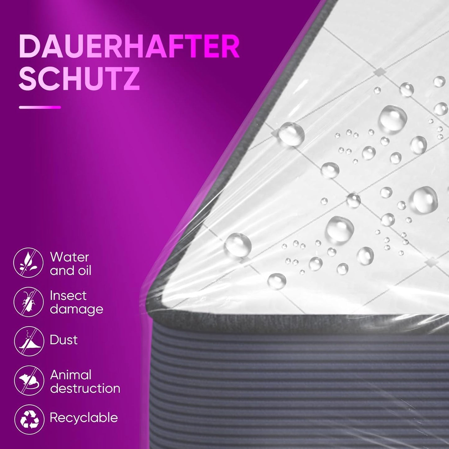 ZCHENBS® – Mattress Bags for Moving and Storage,Mattress Bag with Zippers,5 Mil Ultra-Thick Bed Bag,Waterproof,Anti-Tear,Heavy-Duty Mattress bag (Tansparent/Purple, Queen-(2 Pack))