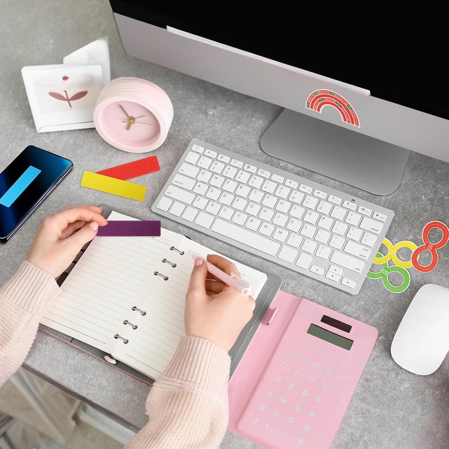 90 Pcs Sensory Fidget Toys Include 12 Sensory Rings 12 Flippy Roller Chain 12 Marble Mesh Fidget Toy 54 Anxiety Sensory Stickers for ADHD Autism Adults Teens Classroom Anxiety Stress Relief