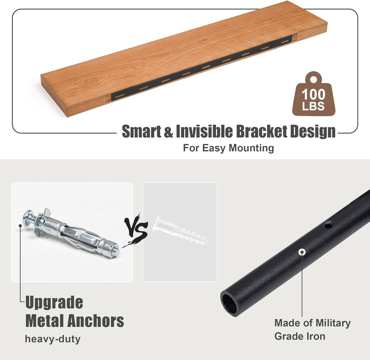 Floating Shelves for Wall, USA-Sourced Cherry Wood 55 Inch Long Wall Shelves, Natural Wooden Wall Mounted Picture Ledge Shelf, Nursery Book Storage Shelf Kids Bookshelf, Display Shelf for Bathroom