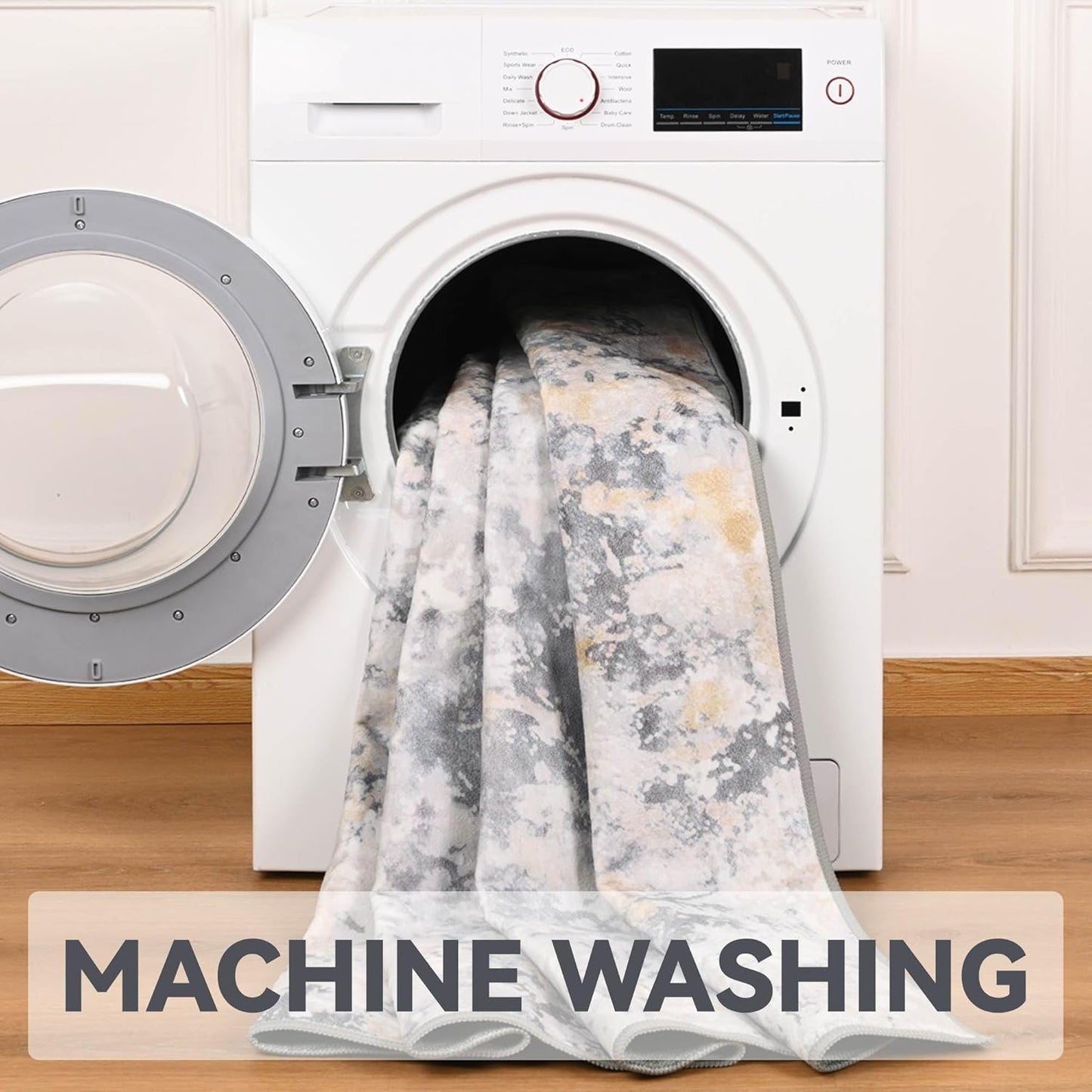 Living Room Rugs 6x9 Grey Washable Area Rug, Abstract Modern Bedroom Rugs Non Slip Stain Resistant Neutral Large Carpet for Nursery, Dining, Kids Playroom, Dining Room, Office, Gray