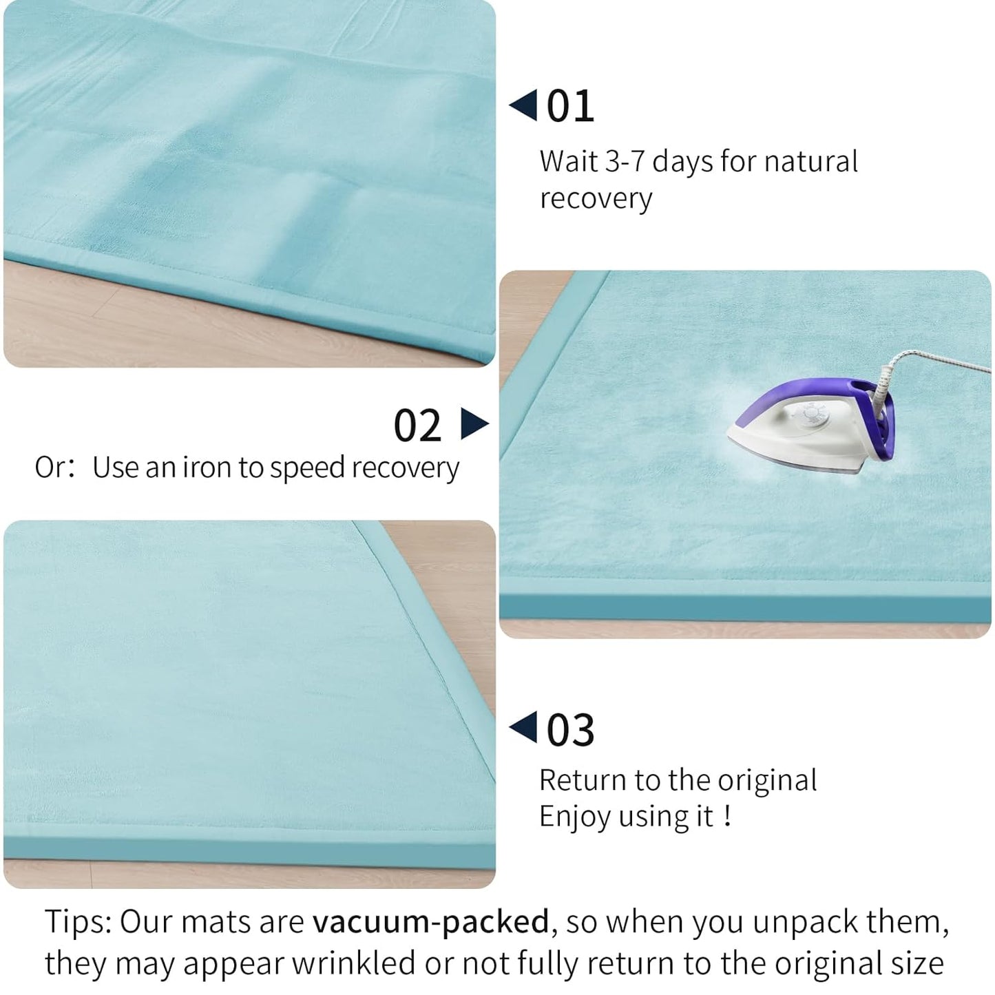 ACOMOPACK Baby Play Mat for Floor 1.3" Thick Memory Foam Play Mats 71"×79" Tummy Time Crawling with Non-Slip Bottom for Living Room,Nursery,Soft Velvet Playpen for Kids,Infants(Light Blue)