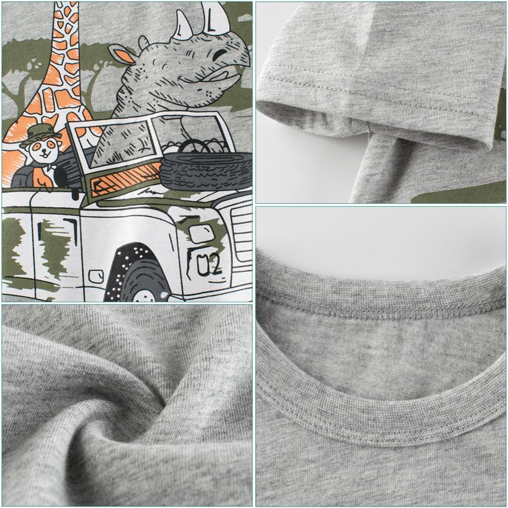 Boys' 4-Pack Excavator Short Sleeve Crewneck T-Shirts Top Tee Size 2-7 Years Toddler Boys' Value Pack Cotton T-Shirt