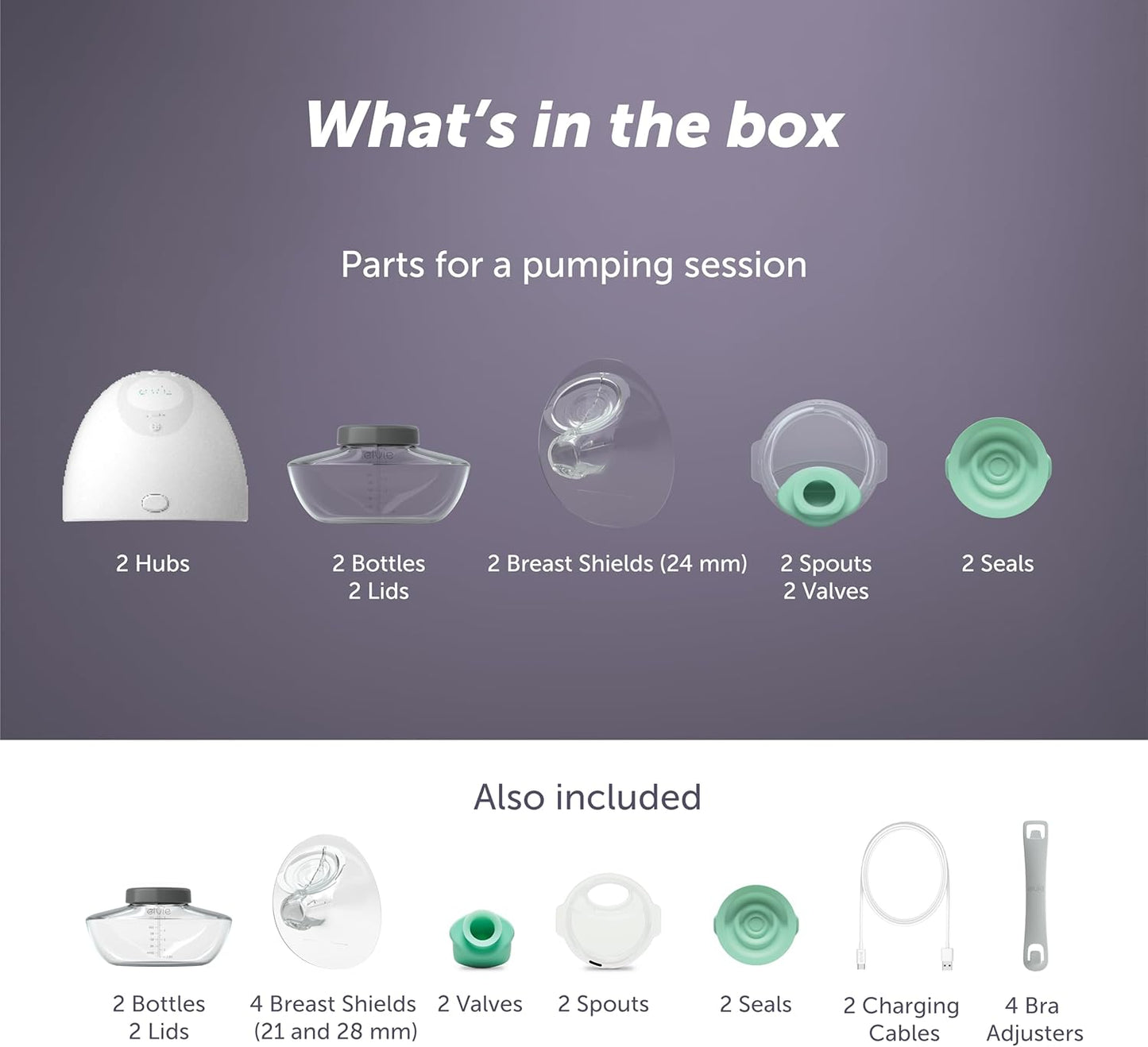 Elvie - Double, Wearable Breast Pump w/App - The Smallest & Quietest - Portable - Hands Free & Discreet - Automated with Four Personalized Settings