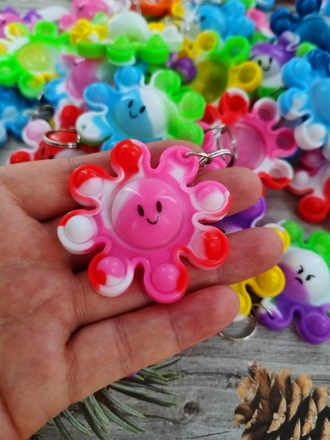 12 Packs Bulk octopus Fidget Bubble Mini Pop Keychain Fidget for Teens and Kids,Birthday Party Favors Supplies Summer Student Prizes Gifts