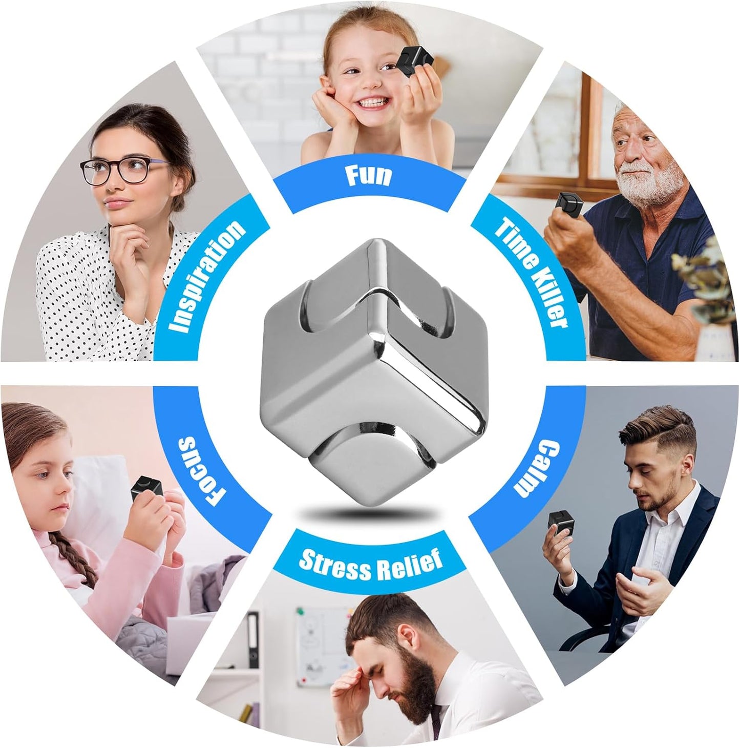 Silver Fidget Spinner for Kids, Fidget Toy, Cool Hand Spinner Gift Toys Autism Sensory Toy Goodie Bags Pinata Filler,Treasure Box Christmas Stocking Stuffers, Deacortaion for Desk Home Office