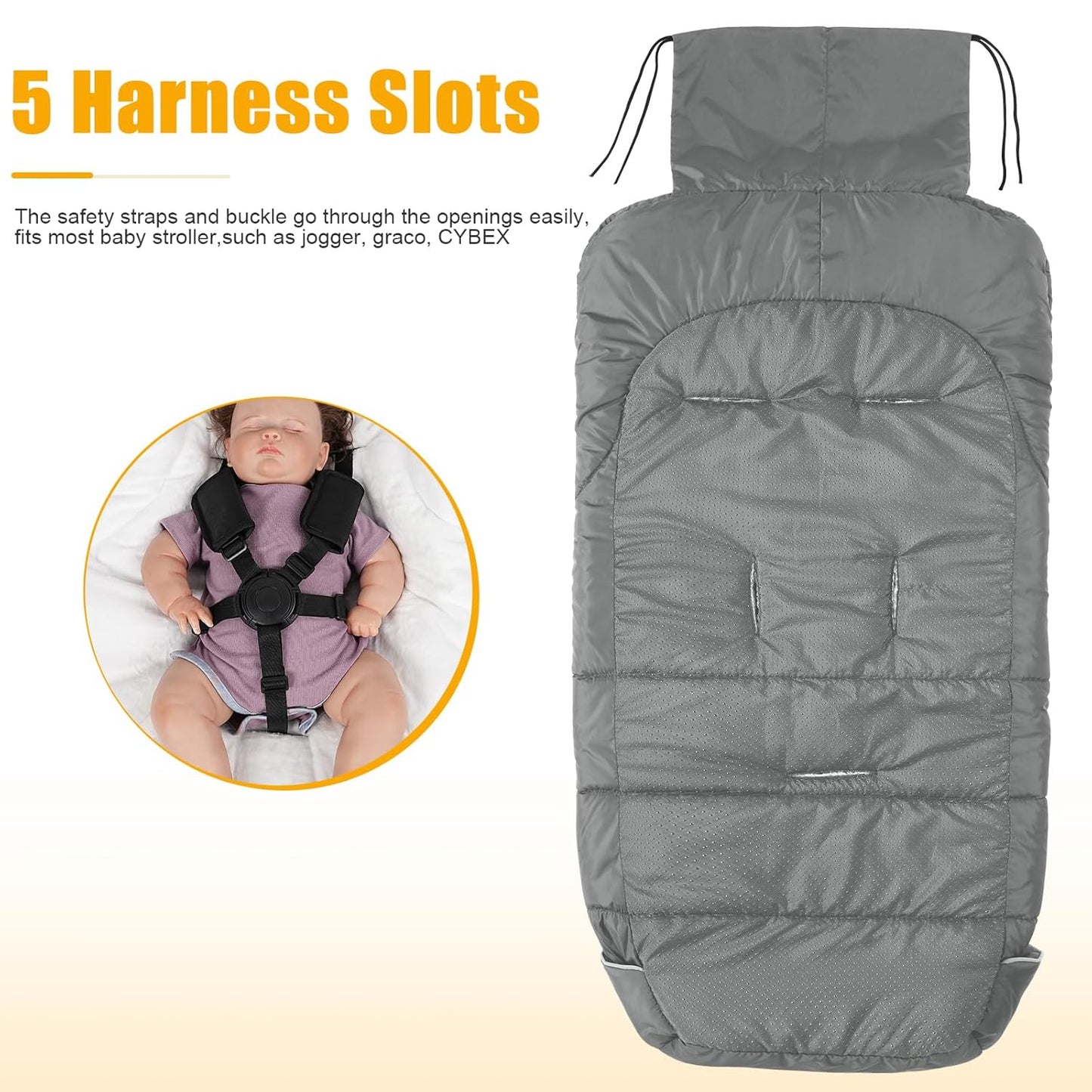 Yoofoss Stroller Cover for Winter, Toddler Stroller Footmuff Universal for Most Stroller, Water Resistant Warm Coral Baby Stroller Bunting Sleeping Bag Light Grey