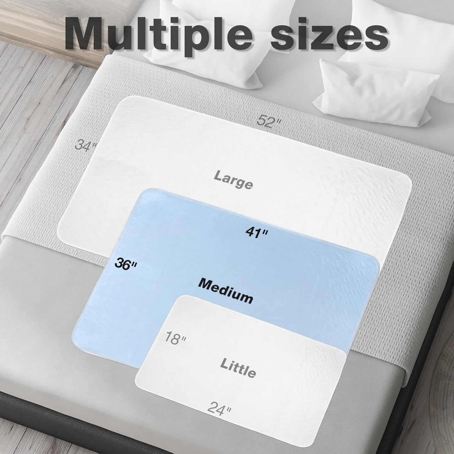 2 Packs Reusable Incontinence Bed Pad, 36X41 Inch Washable Pee Pads, Waterproof Bed Pad & Pet Pad, Perfect for Kids, Adults, The Elderly and Pets