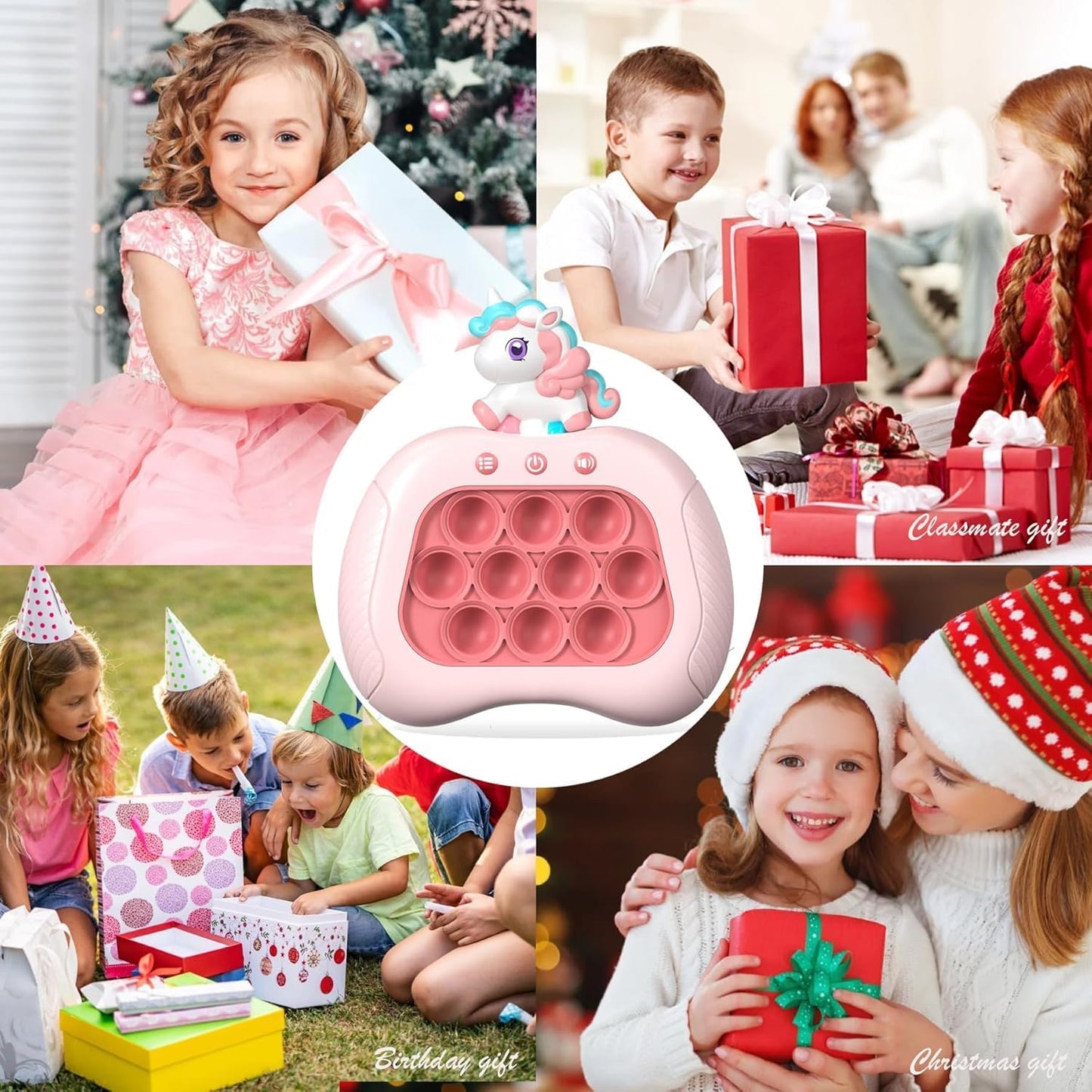 Quick Push Pop Game,Unicorn Bubble Pop Game for Girls Age 4-6,Pop Bubble Up Toys for Girls and Boys,Handheld Puzzle Game Sensory Toys Birthday Gifts (Pink Unicorn)