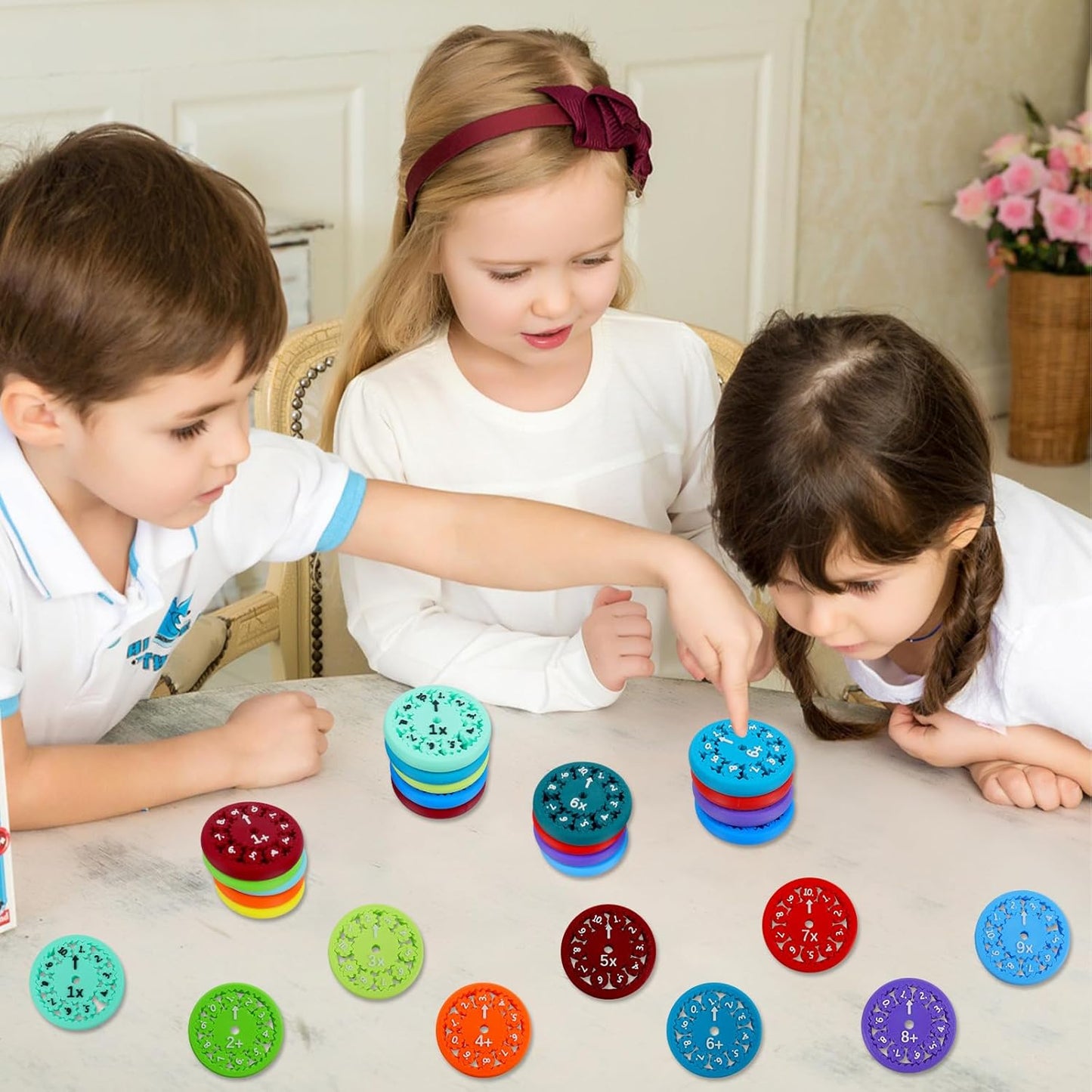 18 Pcs Math Fidget Spinners Toy for Kids, Perfect for Learning Add Subtract Multiplication Division with The Math Spinners, 3D Printing Math Fact Fidget Spinners Prize Toys for Kids Classroom (18pcs)