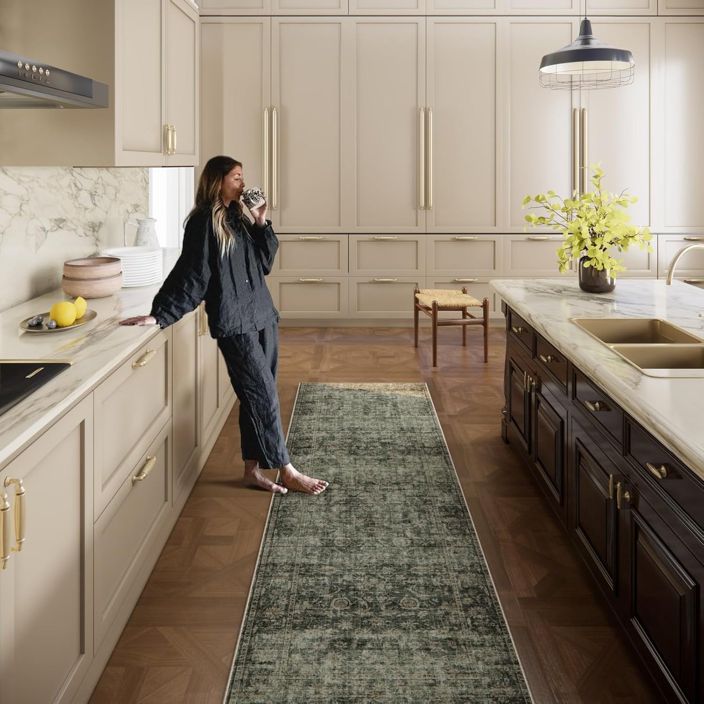 Washable Kitchen Rug Runners for Hallways: 2'x6' Entryway Rug with Non Slip Backing Low Pile Soft Indoor Floor Carpet Runner for Hallways Kitchen Laundry Room Bathroom Bedroom