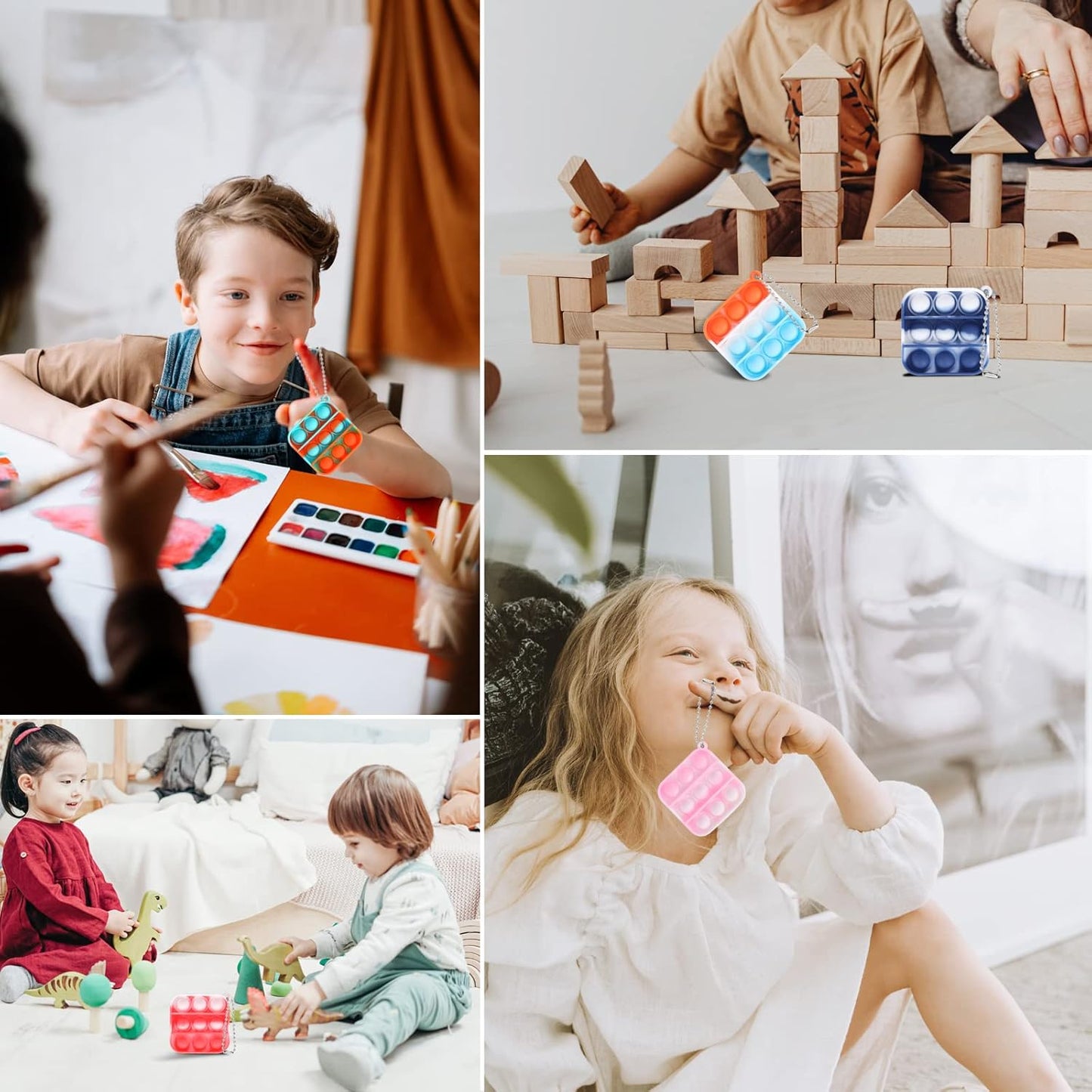 100 PCS Mini Pop Fidget Toys Pack Party Favors, Easter Silicone Squeeze Pop Bubble Fidget Bulk Sensory Toys, Pop Keychain Bubble Toy Party Bag Fillers for Kids, Wrap Pop Toy