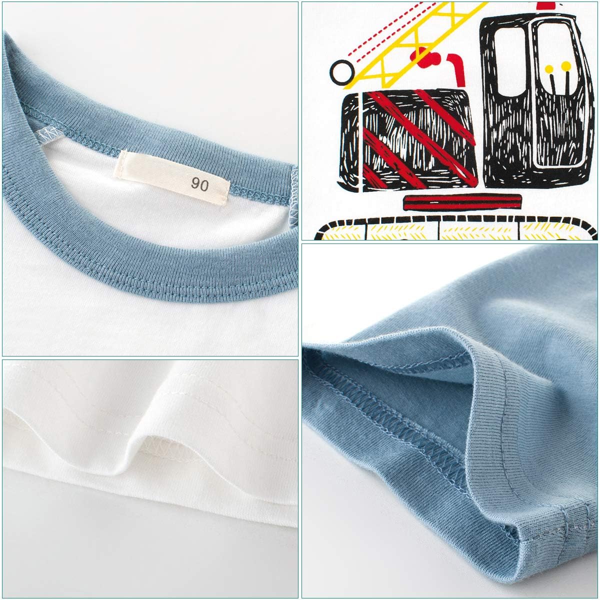 Boys' 4-Pack Excavator Short Sleeve Crewneck T-Shirts Top Tee Size 2-7 Years Toddler Boys' Value Pack Cotton T-Shirt