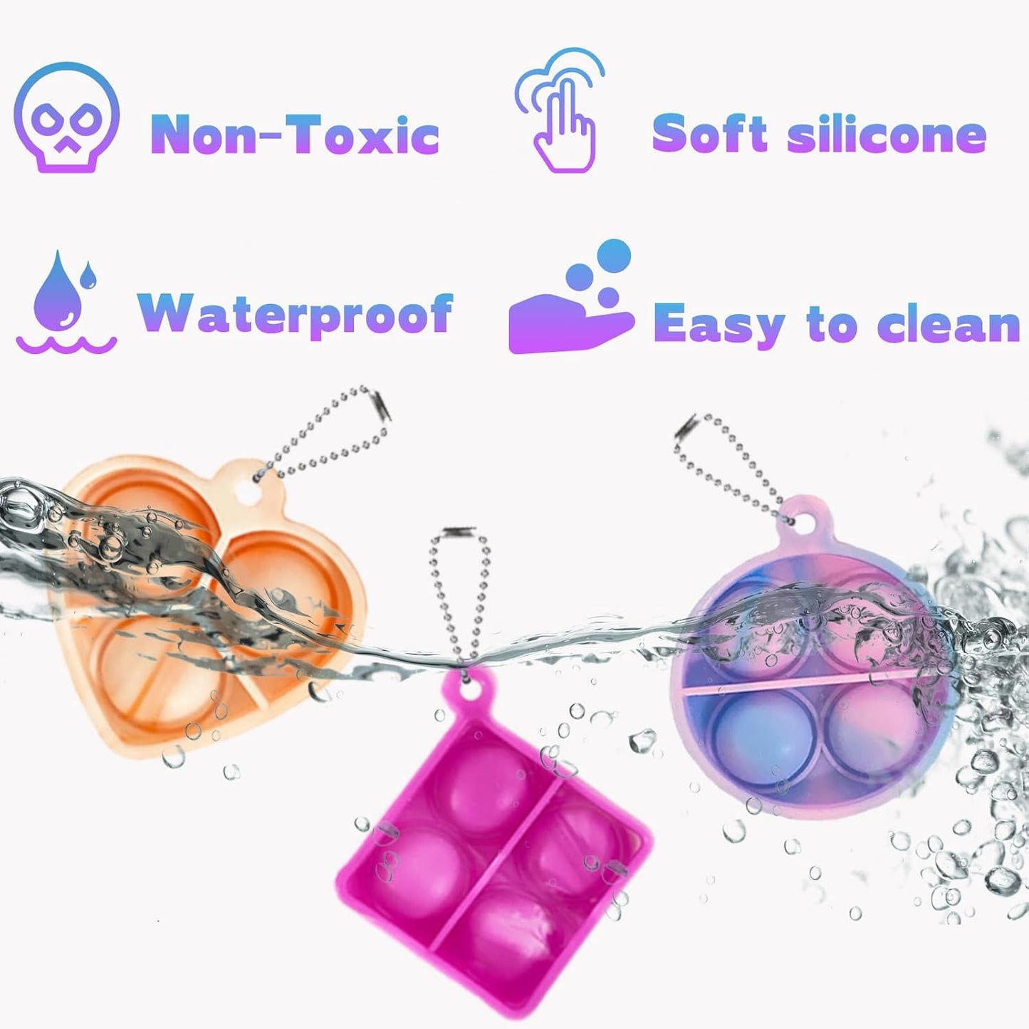 24Pcs Random Pop Fidget Toys Its Party Favors,Mini Pop Keychain It Fidget Toy Bulk Stress Toys Classroom Prizes Pop Fidget Keychain Stocking Stuffers Birthday Carnival Treasure Reliever