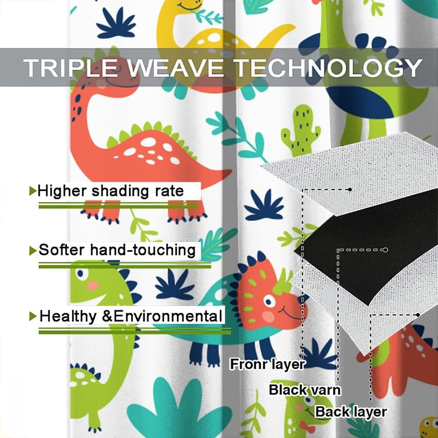 Rustic Dinosaurs Curtains Colorful Dino Kids Boys Cartoon Cute Cool Funny Decor Printed Blackout Rod Pocket Window Drapes for Living Room Bedroom W26xL84in 2 Panels