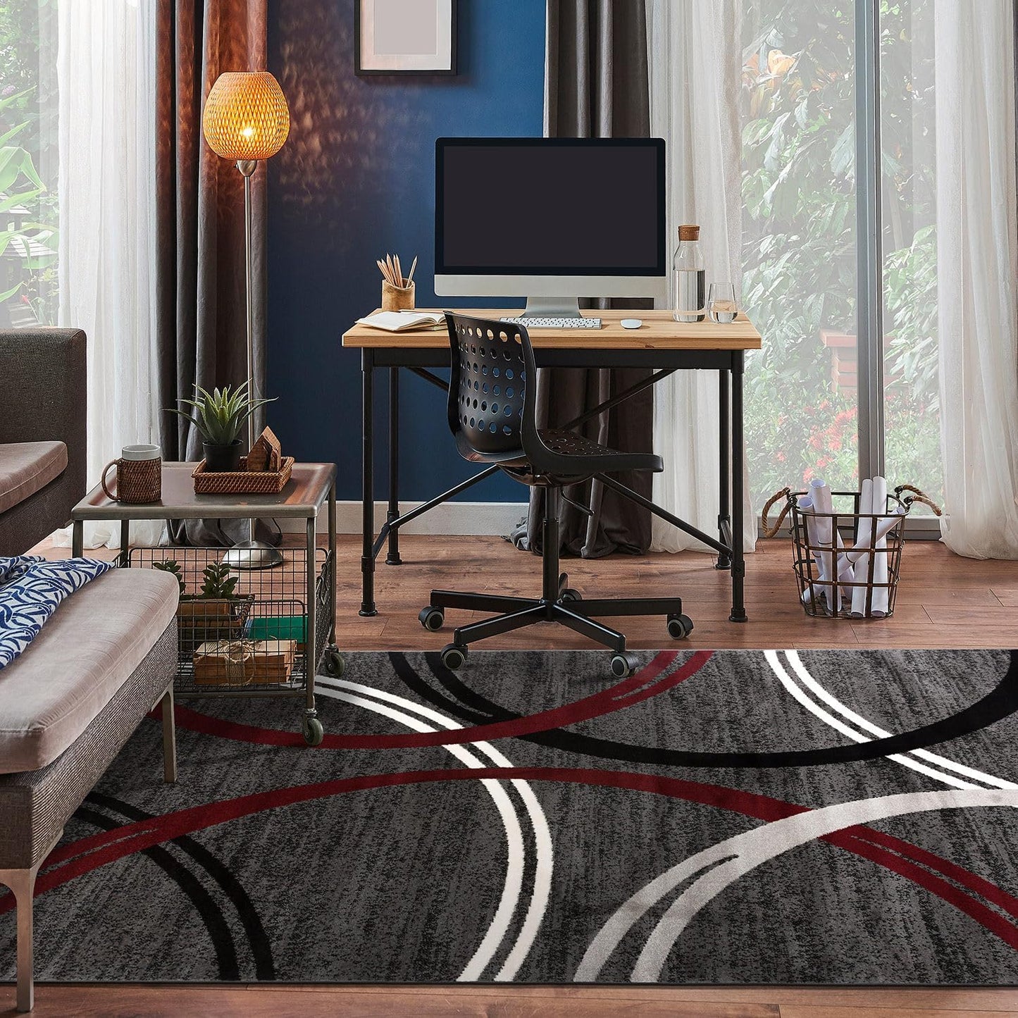 Rugshop Modern Wavy Circles Design Area Rug 4' x 6' Red