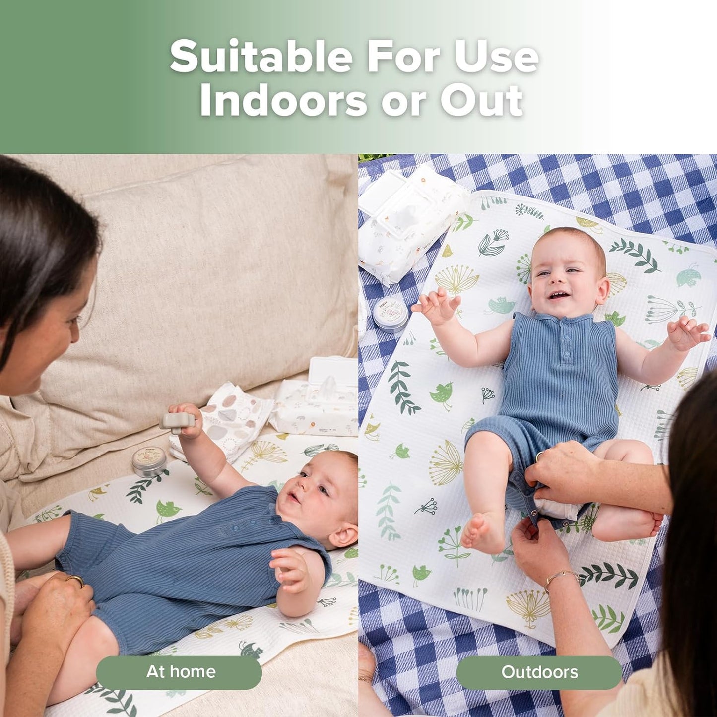 haakaa Waterproof Changing Pad Liners, 100% Cotton, Soft & Breathable (1pc, 19.5" x 27.5" Spring Breeze)