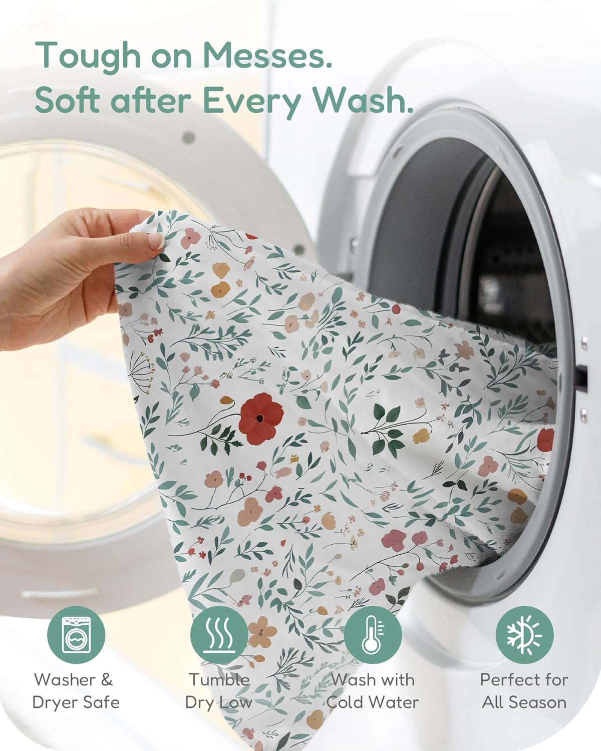 Baby Crib Sheets Boy Girl for Standard Crib Mattress - Soft Green Leaf+Flower, Ultra Soft Jersey Knit, Safe and Cozy, Fits 28''x52''x9'' Extra Deep Pocket