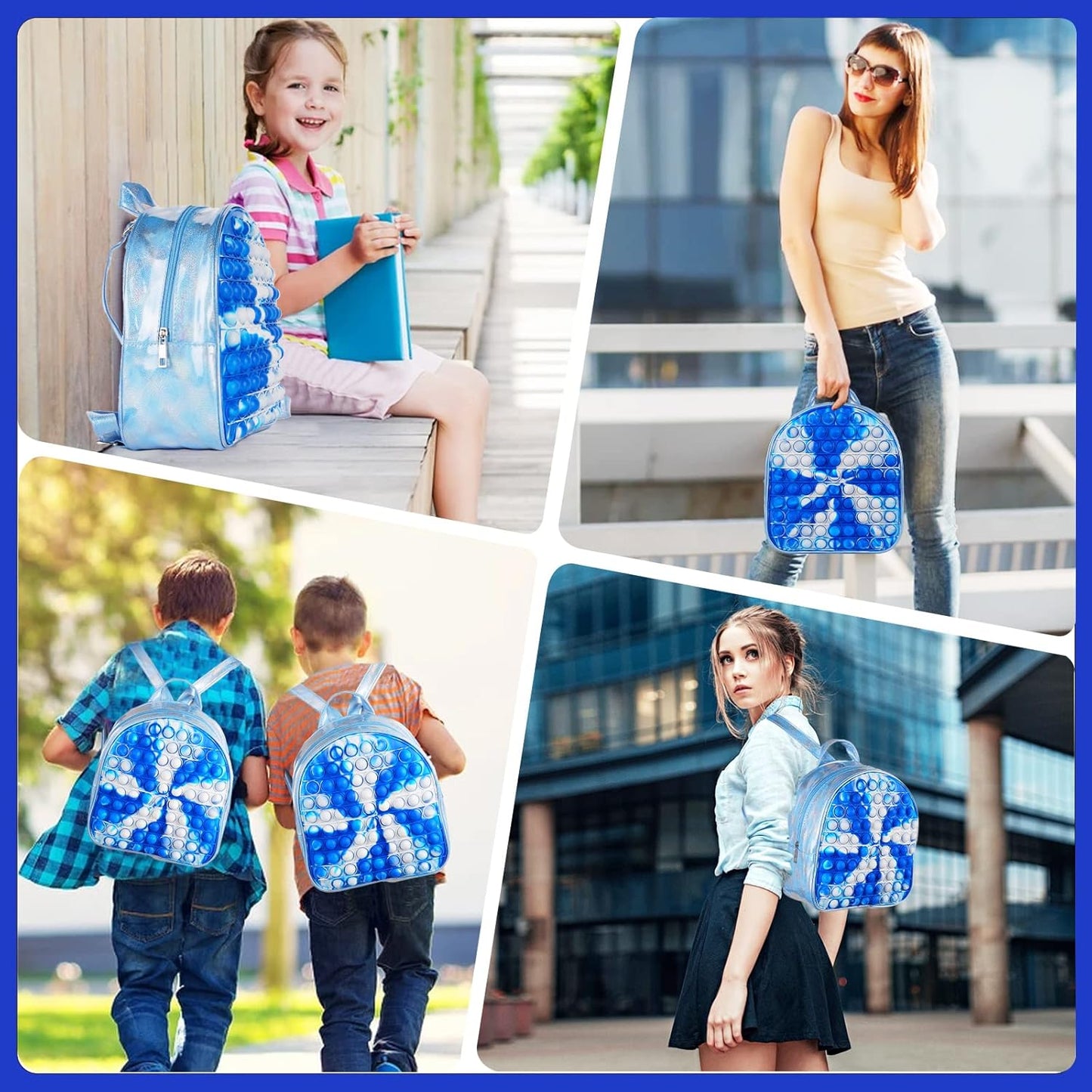 SCIONE Pop Backpack Fidget Toy for Girls, Easter Gifts for Kids School Bookbag, Large Capacity Push Bubble Backpack Fidget Toys Birthday Fidgets Gifts for Girls