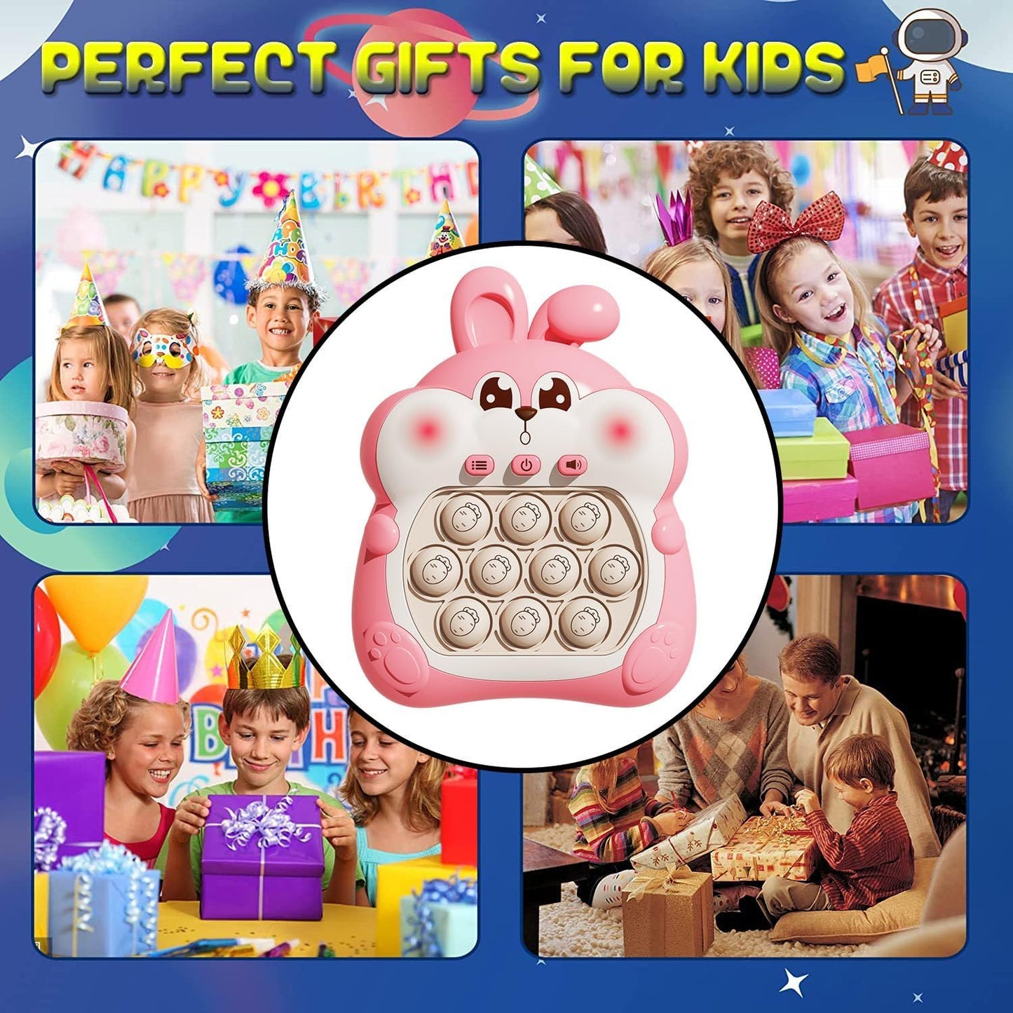 Fast Quick Push Bubble Pop Fidget Toy, Electronic Light Up Game Console, Cool Birthday Present for 6 7 8 9 10-12 Year Boys and Girls Pop Up Stress Relief Toy, Concentration Speed Puzzle Game for Kids