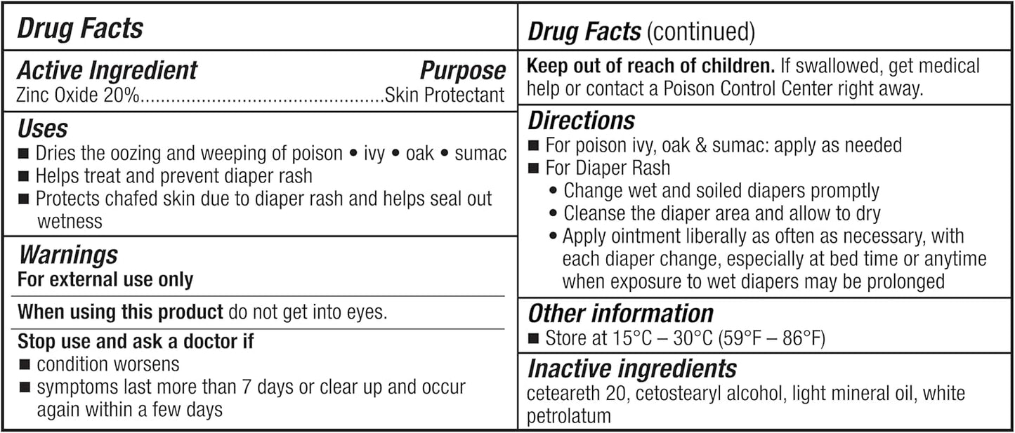 Zinc Oxide 20% Healing Ointment Skin Protectant Barrier 15 Oz Jar Provides Relief and Treatment of Diaper Rash, Chafed Skin, Poison Ivy, Oak, Sumac for Adults and Babies