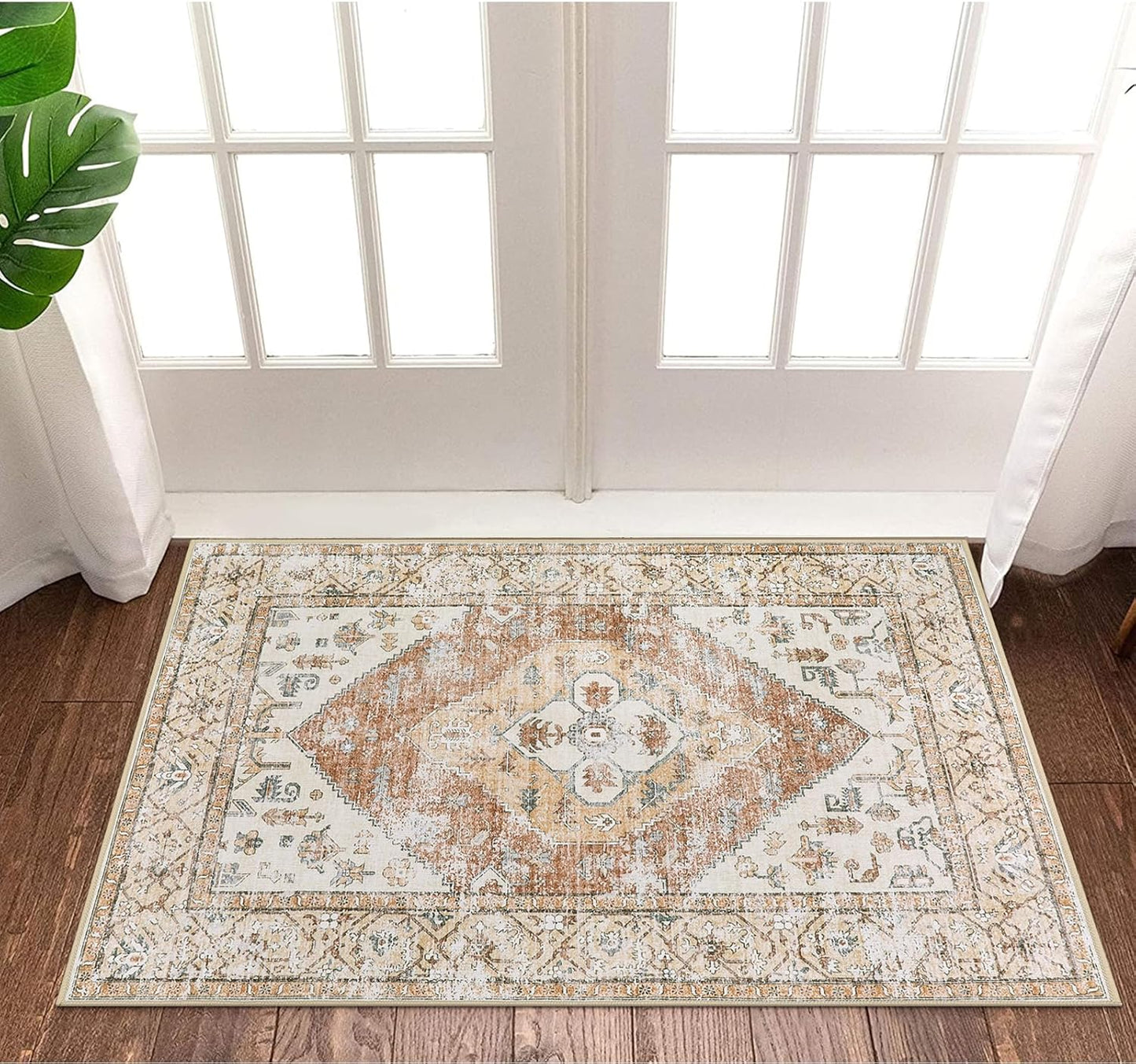 Lahome Boho Kitchen Rugs Washable - 2x3 Small Non-Slip Entry Rugs for Inside House Oriental Throw Area Rugs for Bedroom Accent Distressed Floor Doormat Carpet for Bathroom Entryway Laundry Living Room