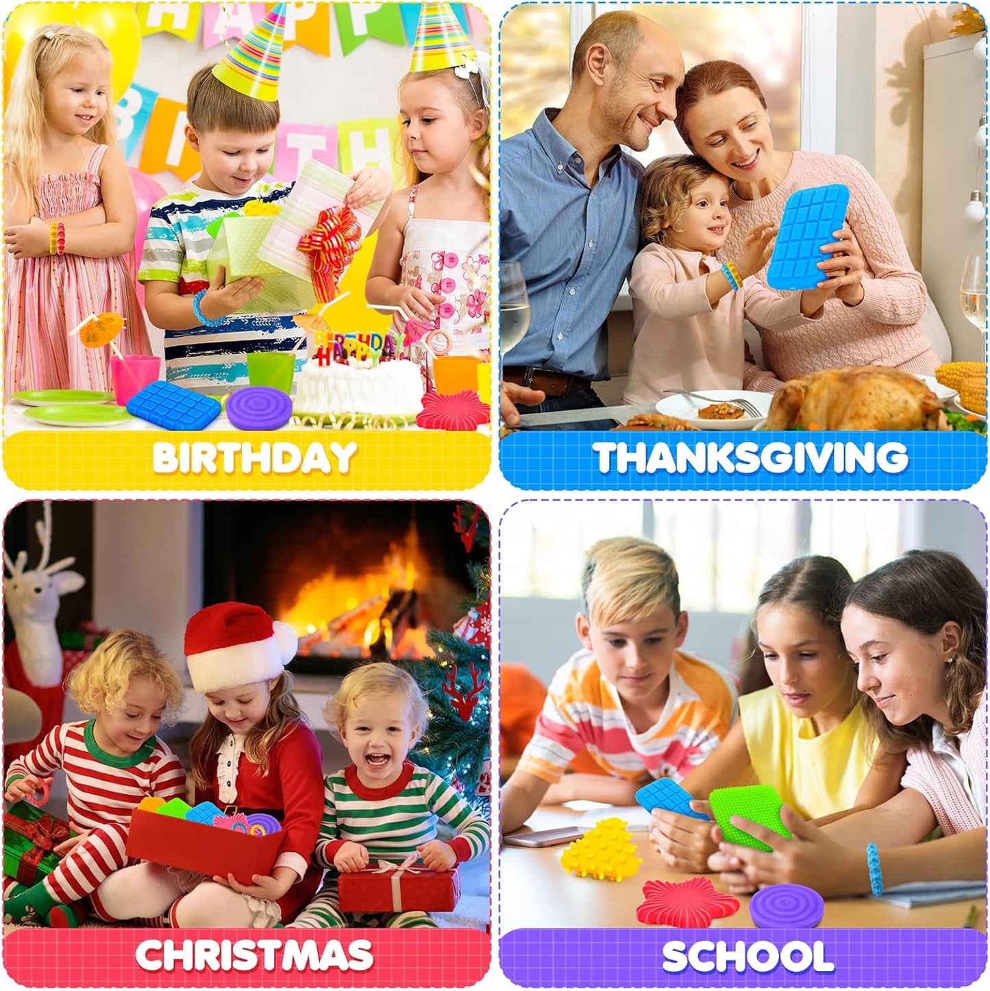 Fidget Sensory Toys for Kids Toddlers: 16 Pack Super Soft & Textured Squishy Sensory Fidget Toys for Autistic Children Special Needs | Sensory Stretchy Toys | Calm Down Toy for Toddler Girls Boys