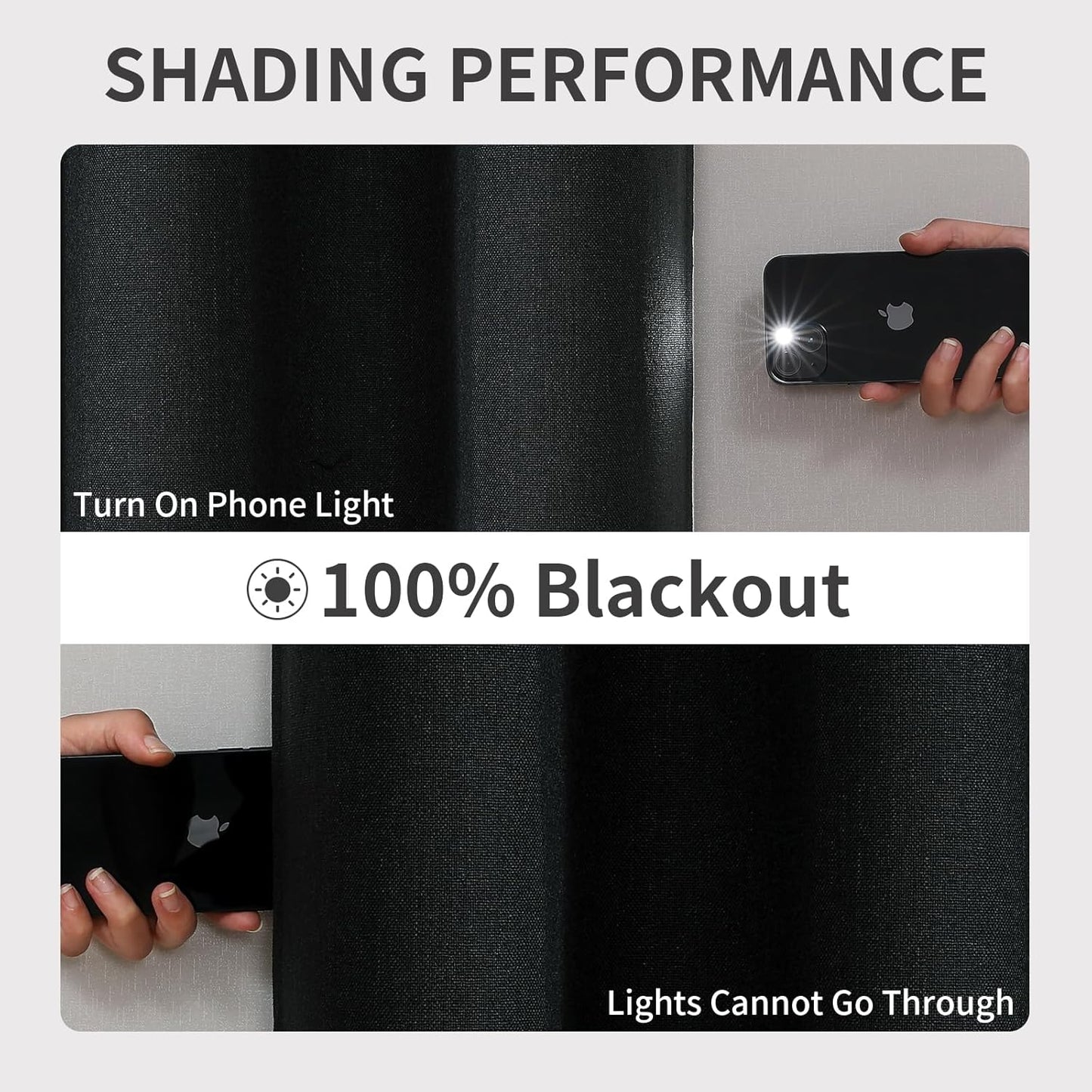 Joydeco Blackout Curtains 120 Inches Long 2 Panels Burg, Room Darkening Curtains for Bedroom, 100% Black Out Textured Thermal Drapes Privacy Protection 2 Panels Set(W52 x L120 Inch, Charcoal Grey)