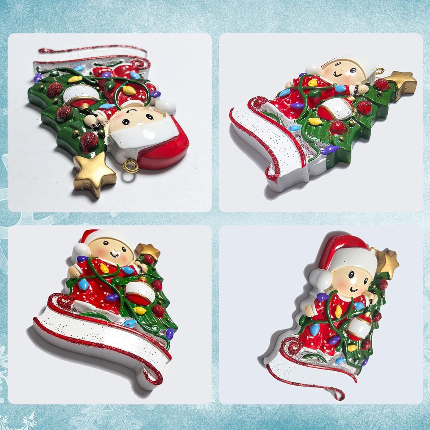 Baby's First Christmas Ornament 2025 Personalized Christmas Ornaments with Name Snow Baby in Stocking with Snowflake Custom Tree Ornament Decorations Ornaments,Blue