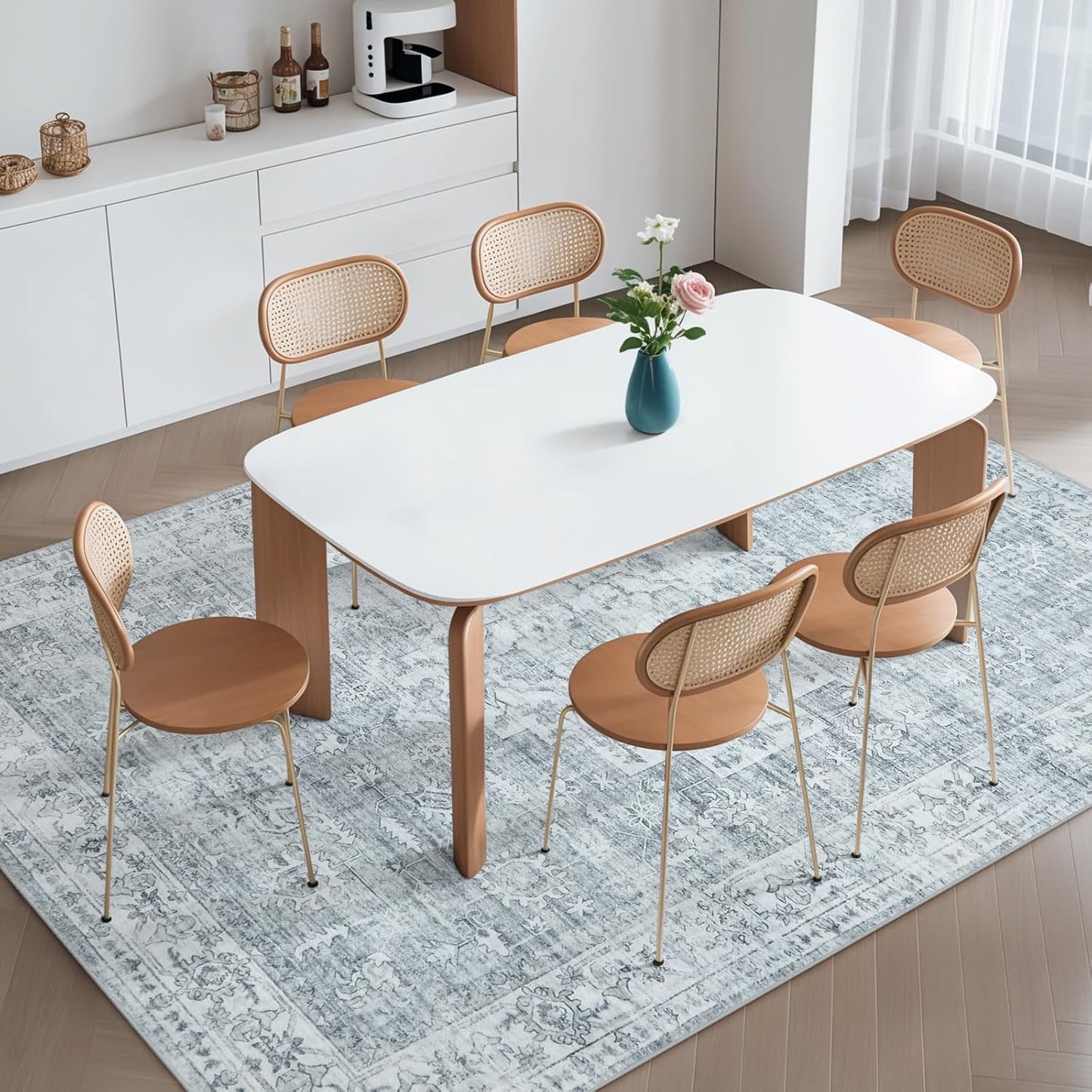 LIVEBOX Washable Area Rug 6x9 Rugs for Living Room Dining Room Under Table, Non-Slip Boho Neutral Carpet for Bedroom, Low-Pile Farmhouse Soft Carpets for Nursery Room Playroom, Grey