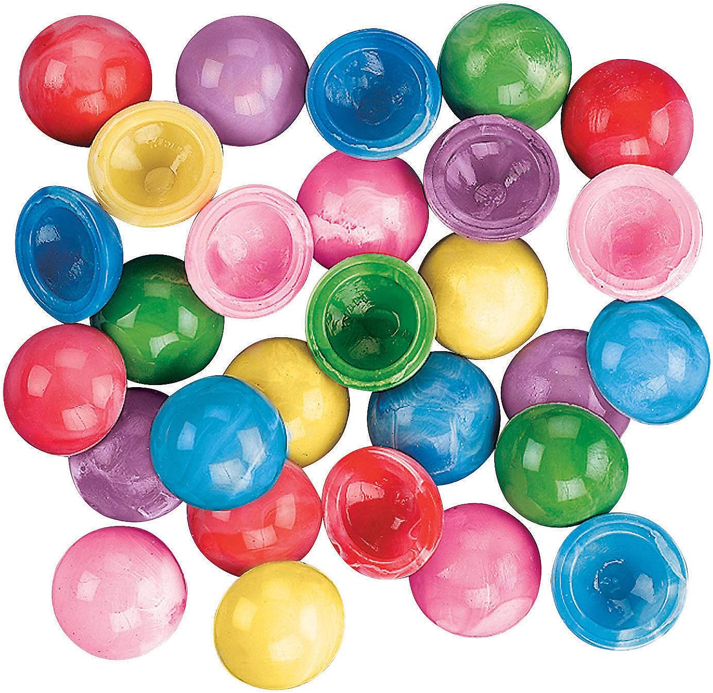 Fun Express Mini Marbleized Rubber Poppers Toys - Bulk Set of 144 Pop Ups in Bright Marbleized Colors - Party Favors and Giveaways