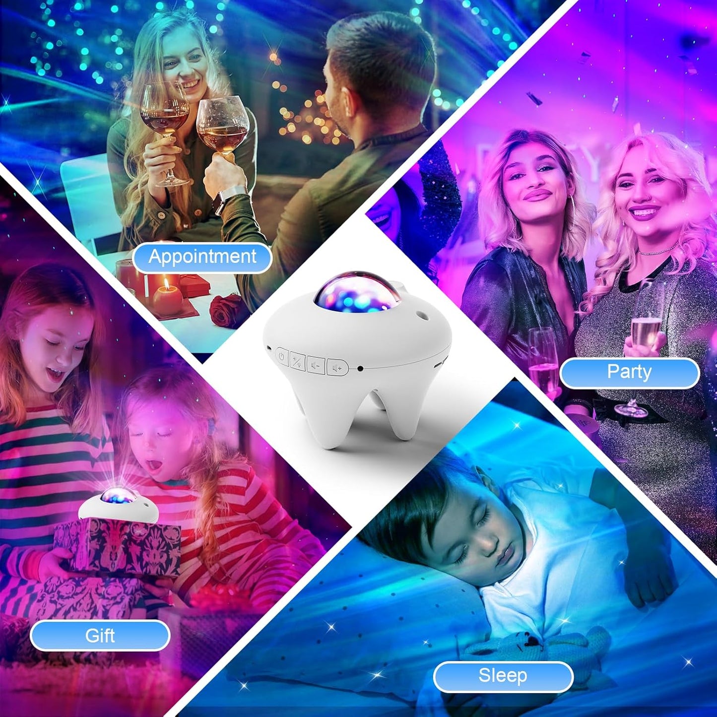 Galaxy Moon Projector, Star Night Light Projector with Bluetooth Connection for Music and Timer and Remote Control for Kids Adults Bedroom Party Bar Decoration (White)