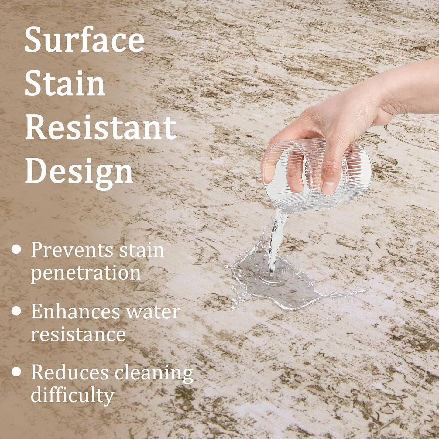 9x12 Area Rug Living Room Rugs - Washable Rug Large Modern Abstract Soft Thin Carpets Indoor Floor No Slip Vintage Carpet for Bedroom Under Dining Table Nursery Home Office Decor Beige