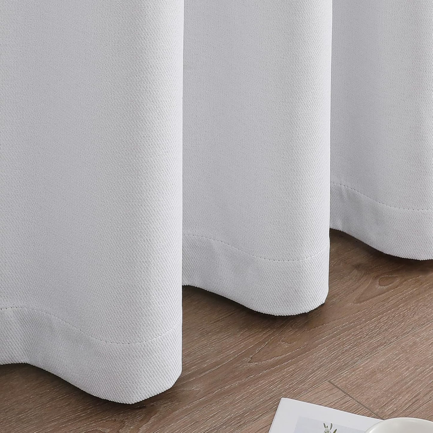 Joydeco 100% Blackout Curtains 72 Inches Long 2 Panels Set, Thermal Insulated Long Curtains& Drapes 2 Burg, Room Darkening Drapes for Bedroom Living Room Window (Pure White, W52 x L72 Inch)