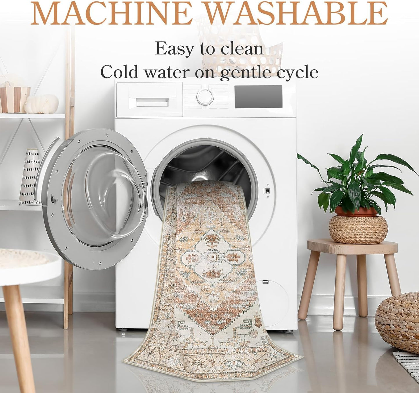 Lahome Boho Carpet Runners for Hallway 2x10 Washable Non-Slip Runner Rug Non-Shedding Lightweitht Long Kitchen Carpet, Oriental Distressed Print Floor Mat for Entrance Laundry Room Foyer