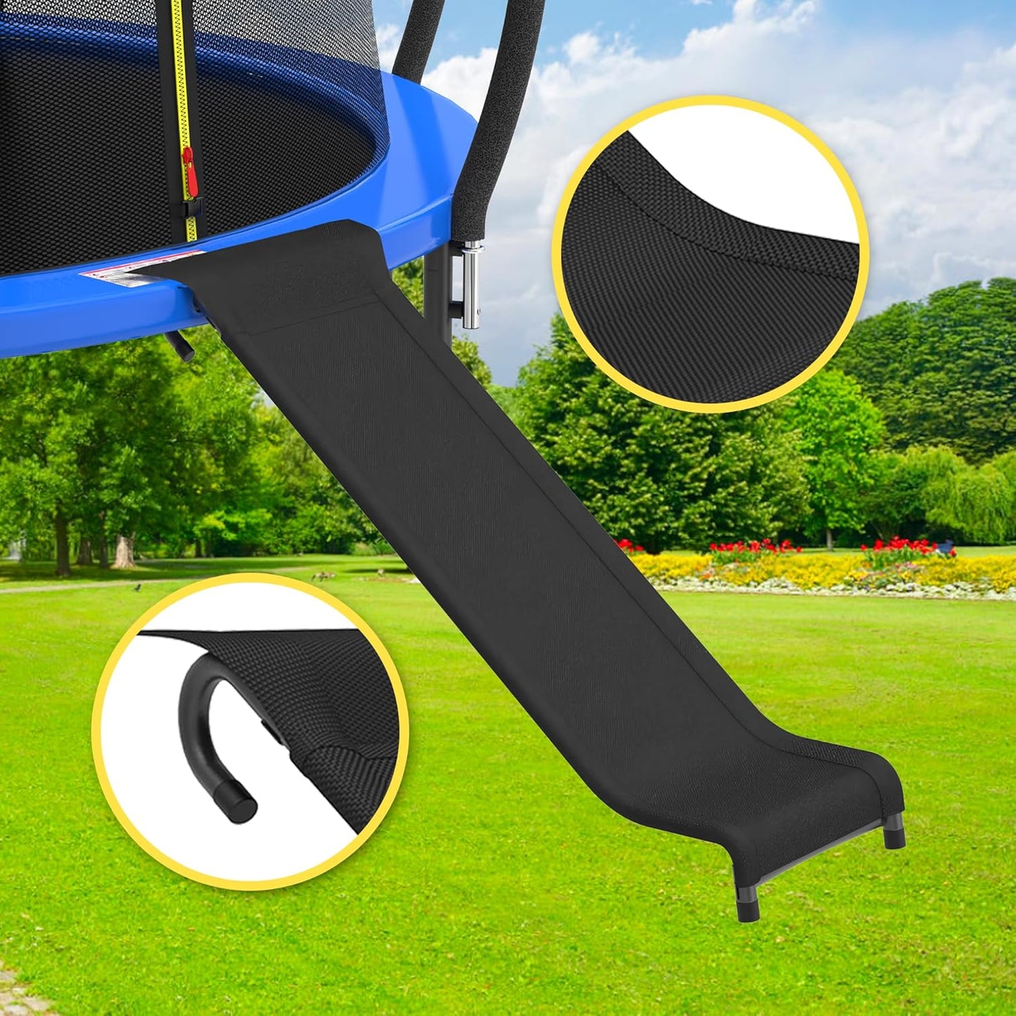 Universal Trampoline Ladder Trampoline Slide for Kids Climb Up & Slide Down, Outdoor Trampoline Slide Attachment, Easy to Install, Fit All Kinds of Trampolines, Black