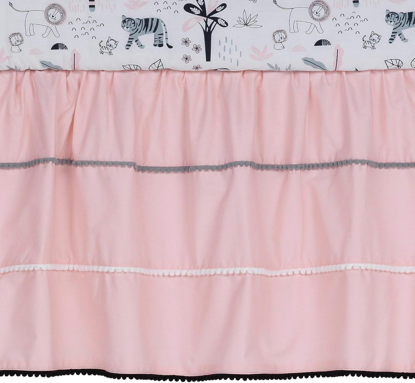 Lambs & Ivy Happy Jungle Pink/White Safari Nursery 5-Piece Crib Bedding Set