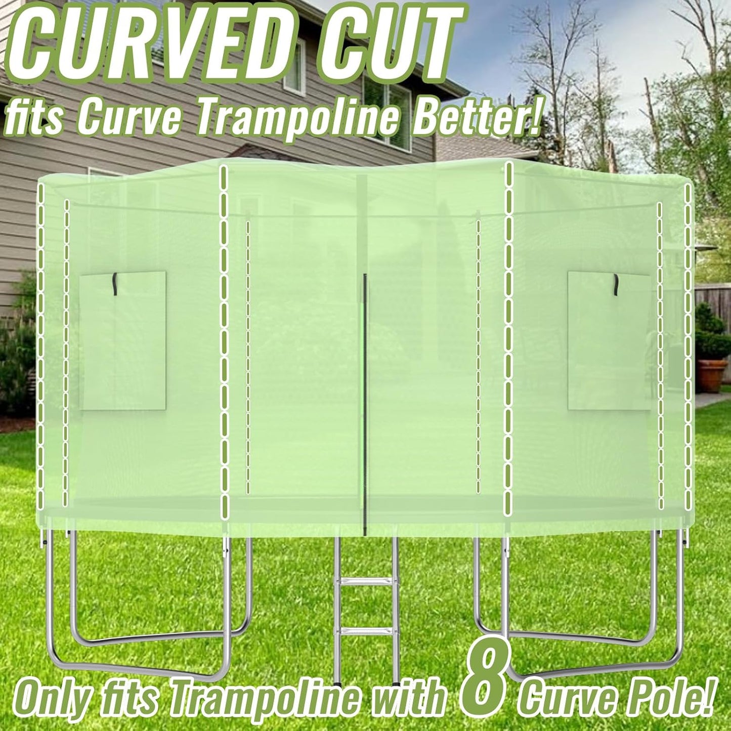 Gardenature 10FT/12FT/14FT Trampoline Tent(Tent Only), Fit Round Trampolines, Shade Cover with LED Light, Outdoor Trampolien Accessories, Anti-Tear, Beige