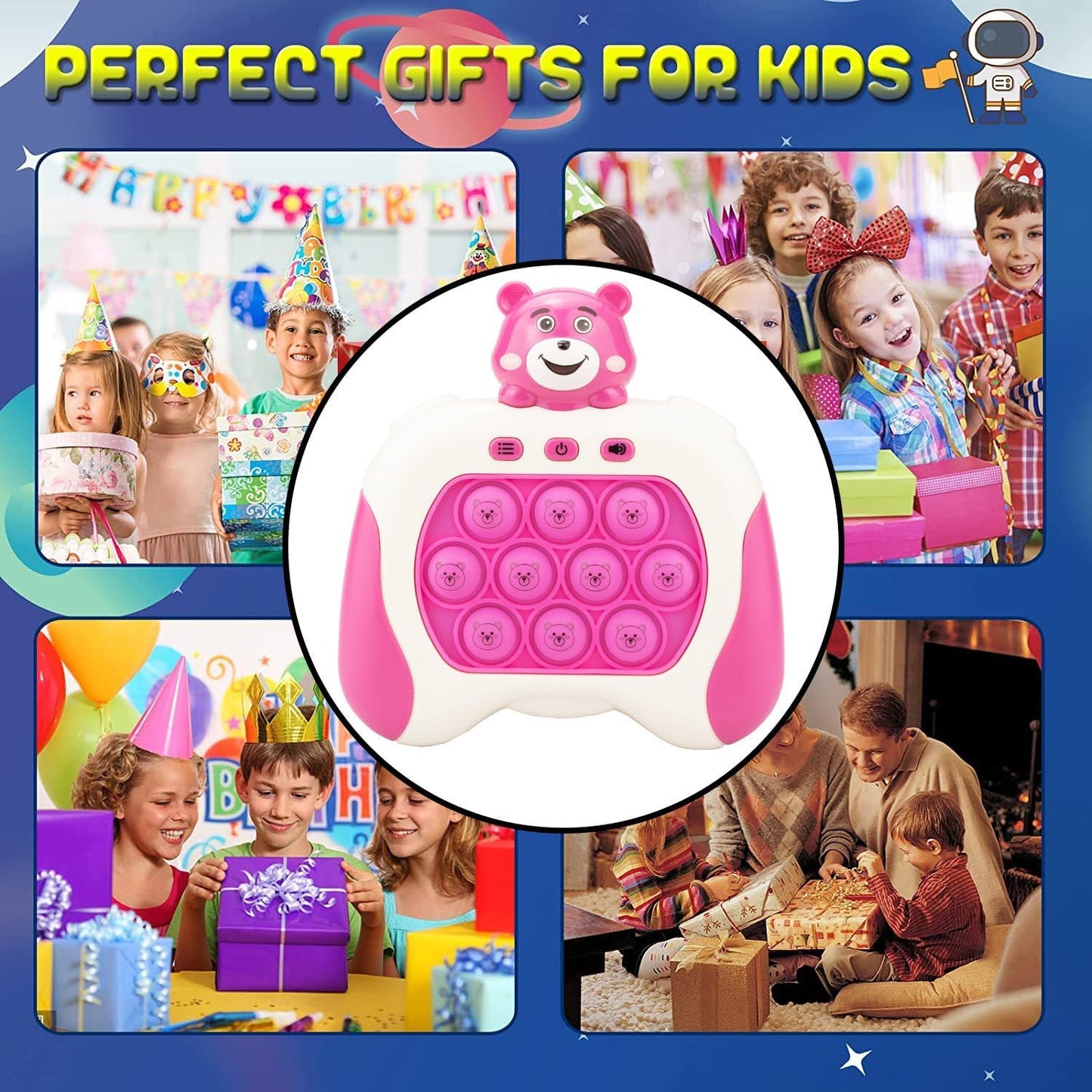 Fast Quick Push Bubble Pop Fidget Toy, Electronic Light Up Game Console, Cool Birthday Present for 6 7 8 9 10-12 Year Boys and Girls Pop Up Stress Relief Toy, Concentration Speed Puzzle Game for Kids