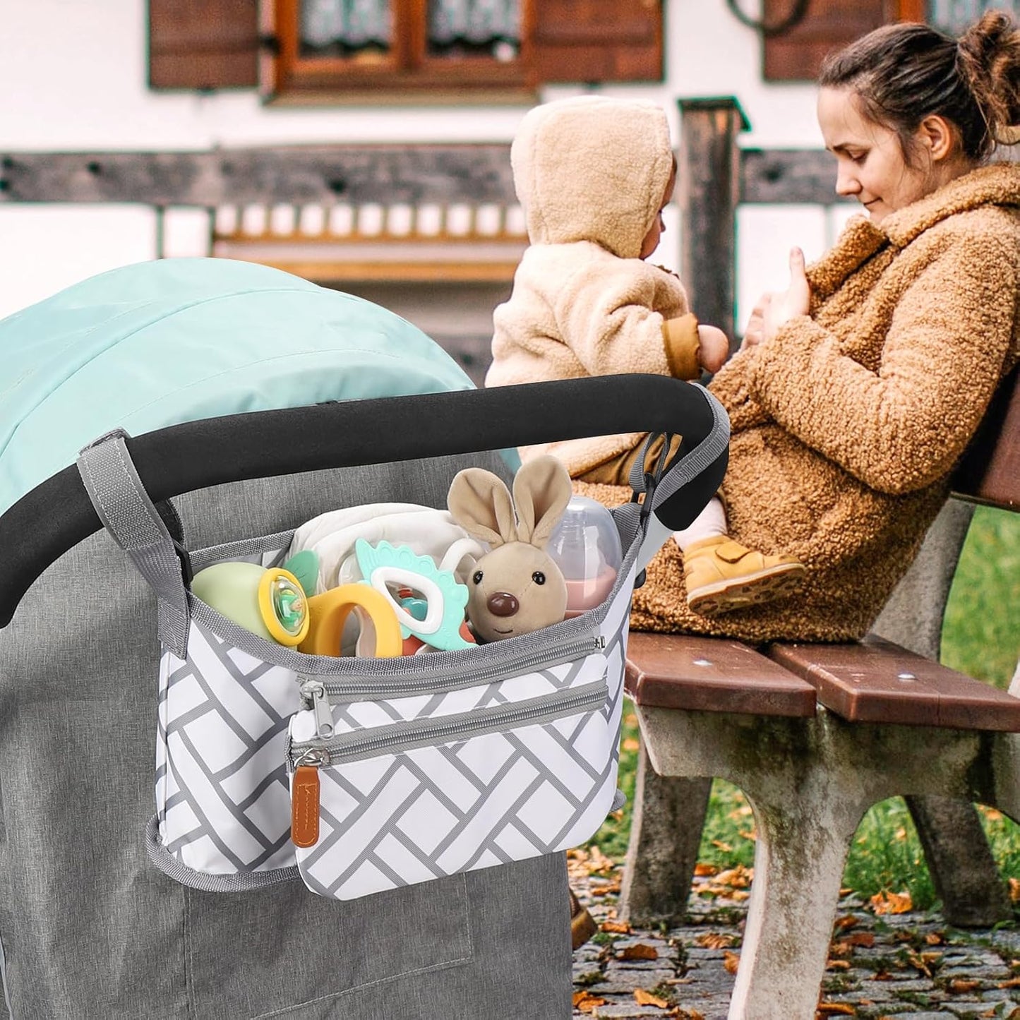 Accmor Universal Stroller Organizer with Detachable Phone Bag, Stroller Bag Caddy Organizer Stroller Accessories for Uppababy, Baby Jogger, Nuna, Doona, Britax Strollers