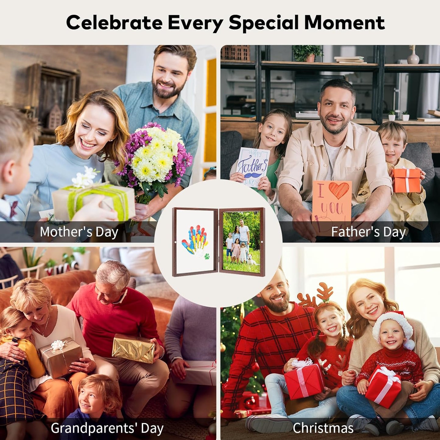 Omrhvi Family Handprint Kit, DIY Craft Keepsake, Hand Print Photo Frame, Family Gifts for New Mom, New Baby, New Parents, Grandparents, Mother's Day, Father's Day, Adoption Day, Anniversary