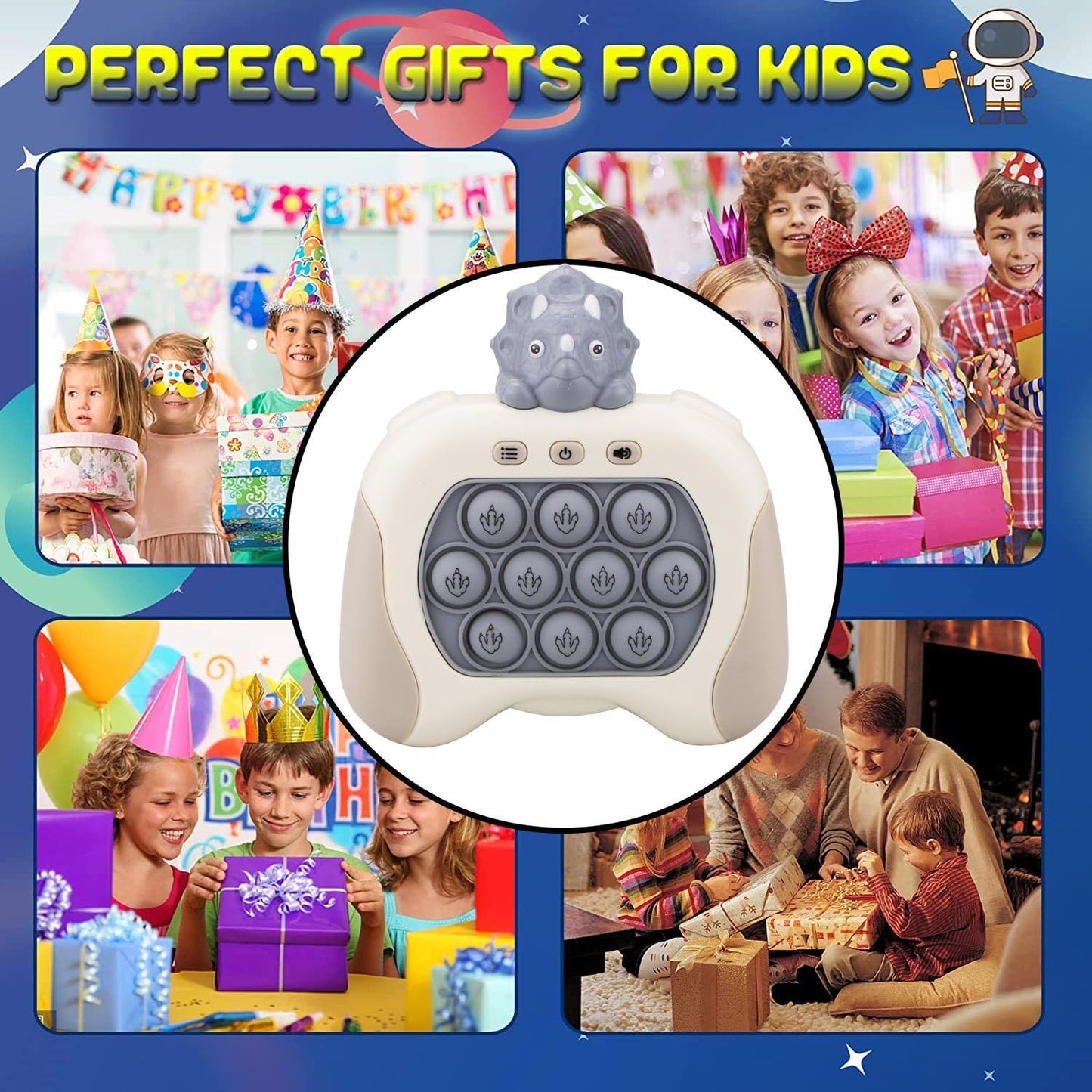 Fast Quick Push Bubble Pop Fidget Toy, Electronic Light Up Game Console, Cool Birthday Present for 6 7 8 9 10-12 Year Boys and Girls Pop Up Stress Relief Toy, Concentration Speed Puzzle Game for Kids