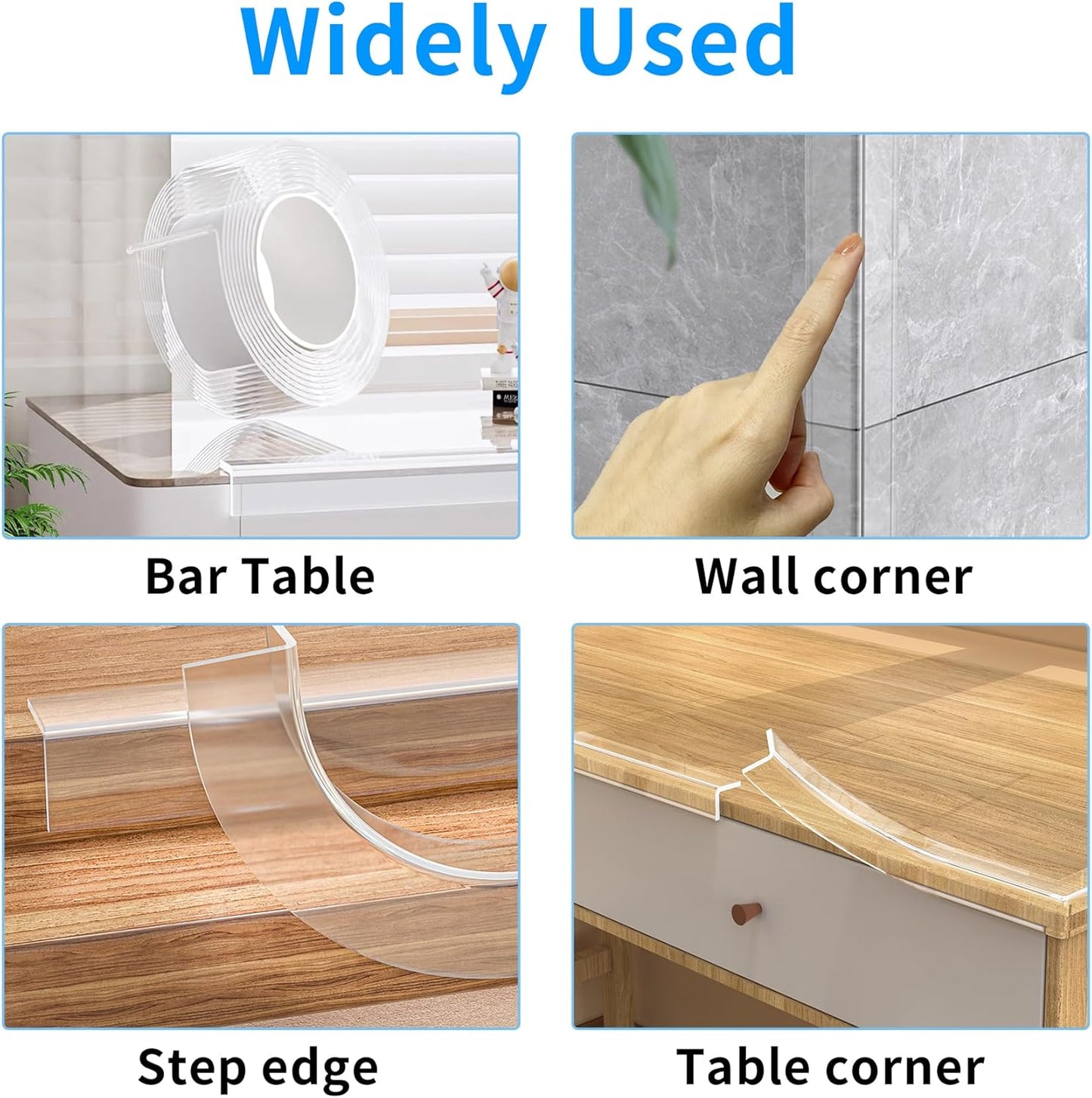 13.12 FT Edge Corner Protector Baby Proofing,Soft Clear Furniture Table Corner Guard & Edge Safety Cabinet Door Bumper,Crib Bumpers,Wall Protector(Width 2.6 in,Thickness 0.08 in)