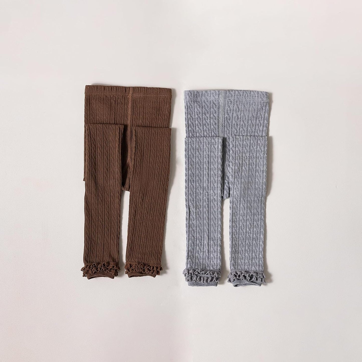 Girls Leggings for Little Girls, 2 Pack Toddler Girl Pants Leggings for Baby Tights Knitted Multi-Colors 2-9 Years