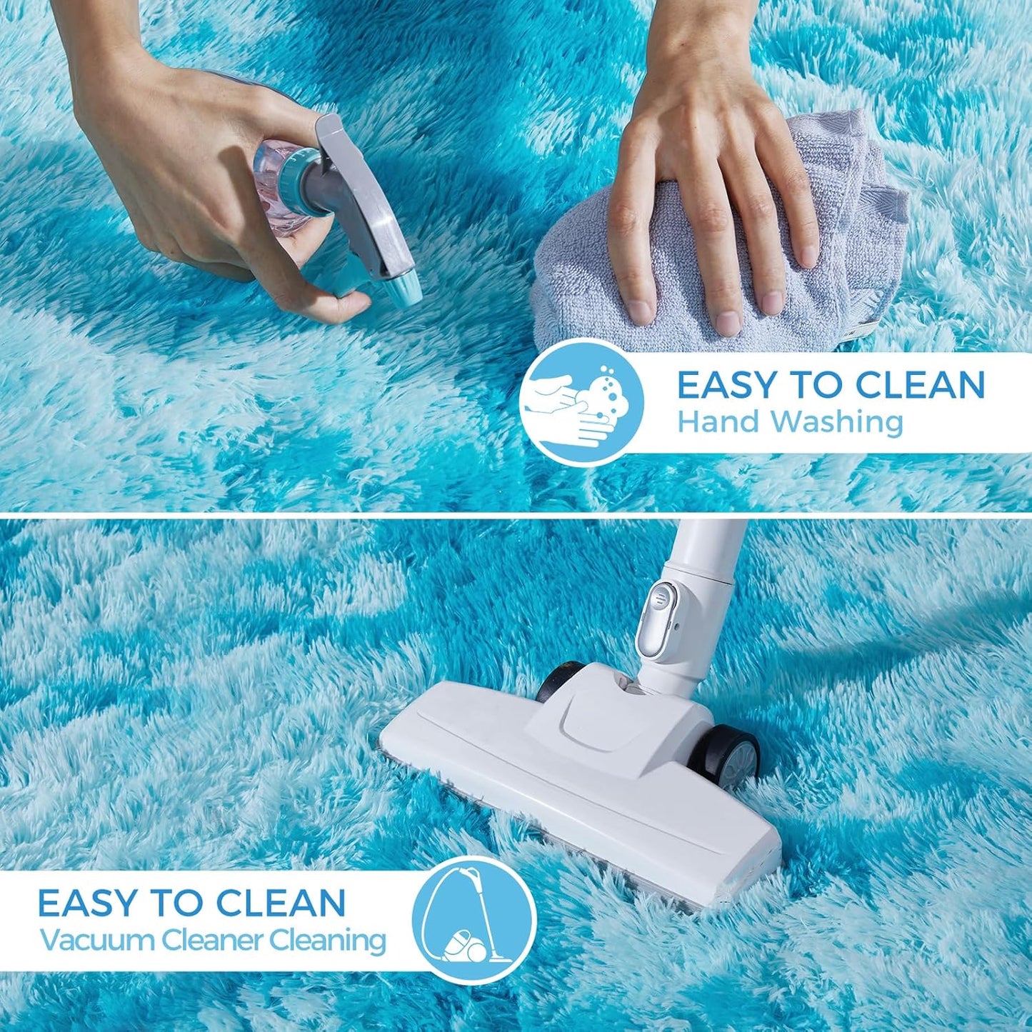 Luxury Shag Area Rug, 3X4 Indoor Ultra Soft Plush Rugs for Living Room, Carpet for Kids Boys Girls Dorm Nursery Home Decor Aesthetic, Upgrade Anti-Skid Durable, Tie-Dyed Blue