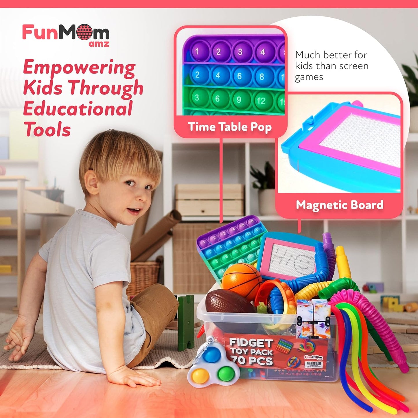 Fidget Toys 70 Pcs Sensory Toys | Treasure Box Easter Party Stuffers for Classroom | Pops & Fidgets Toys for Anxiety & Stress Release | Party Favours & Prize Box Toys for Kids