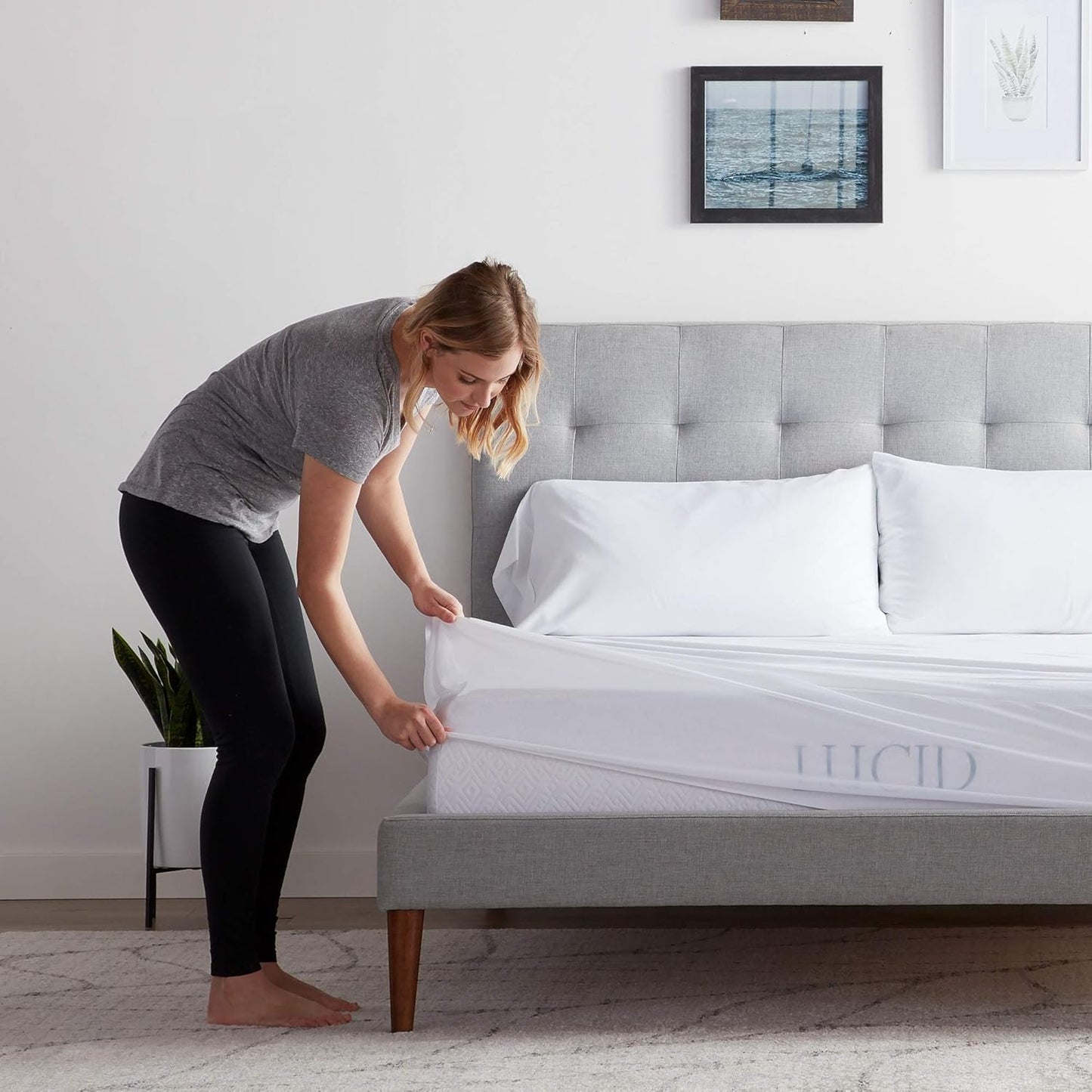 LUCID Premium Rayon made from Bamboo Jersey Mattress Protector - Ultra Soft - Waterproof - King